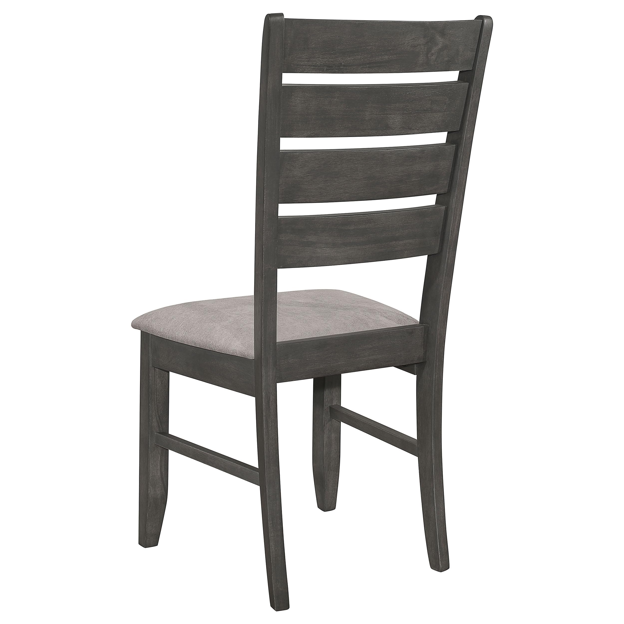 Wood Dining Side Chairs - Transitional Style, Ladder Back, Padded Fabric Seats - Dining Room, Kitchen - Set of 2 - Dark Grey - 102722GRY