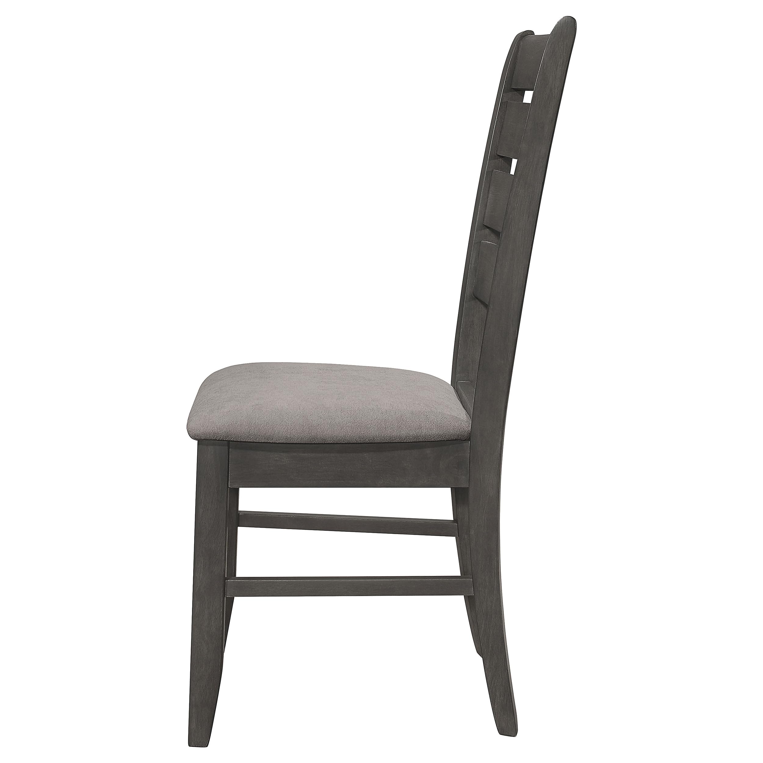 Wood Dining Side Chairs - Transitional Style, Ladder Back, Padded Fabric Seats - Dining Room, Kitchen - Set of 2 - Dark Grey - 102722GRY