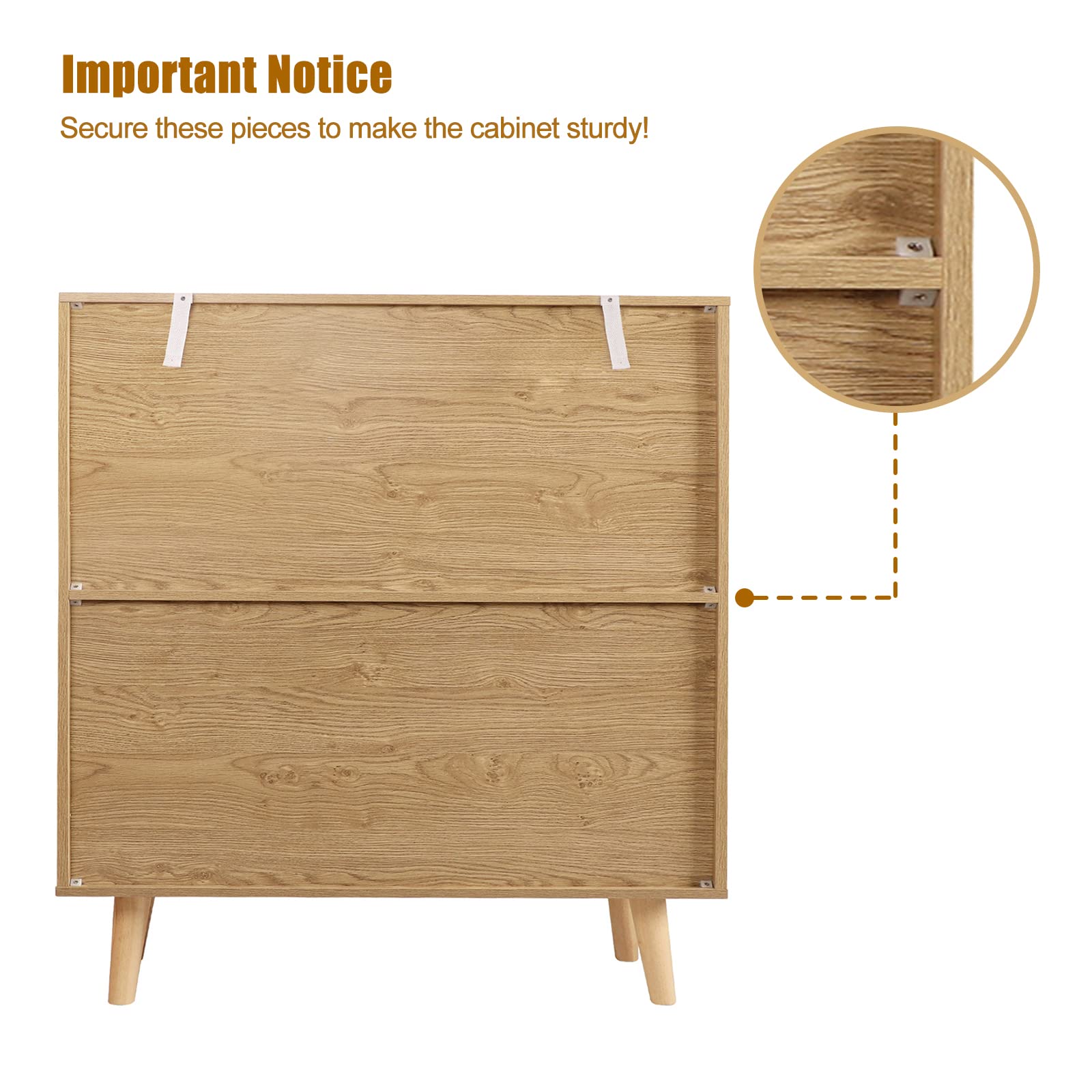3 Drawer Dresser for Bedroom, Rattan Dresser Modern Wood Chest of Drawers with Spacious Storage for Bedroom Hallway Living Room, Rustic Oak, H0027