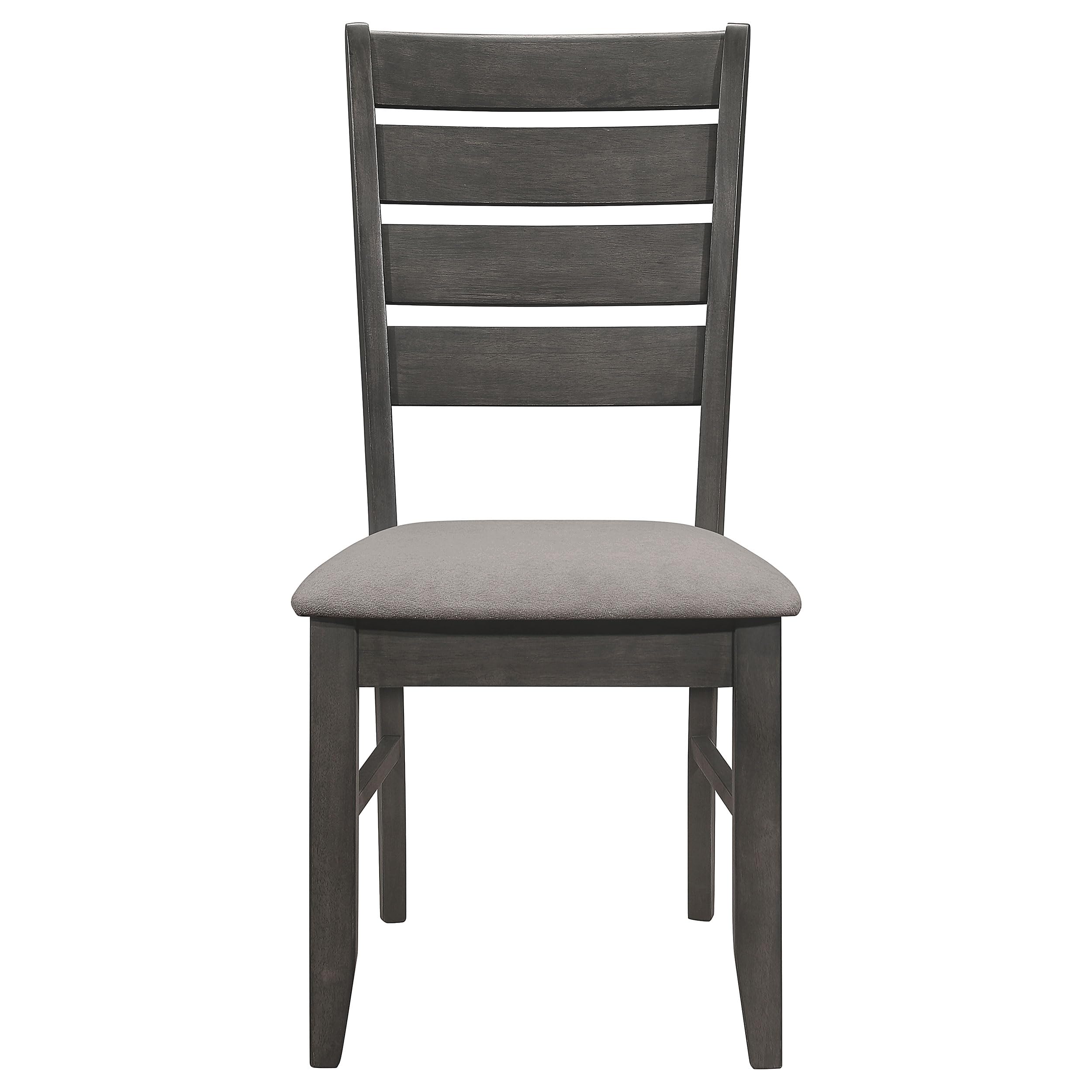 Wood Dining Side Chairs - Transitional Style, Ladder Back, Padded Fabric Seats - Dining Room, Kitchen - Set of 2 - Dark Grey - 102722GRY