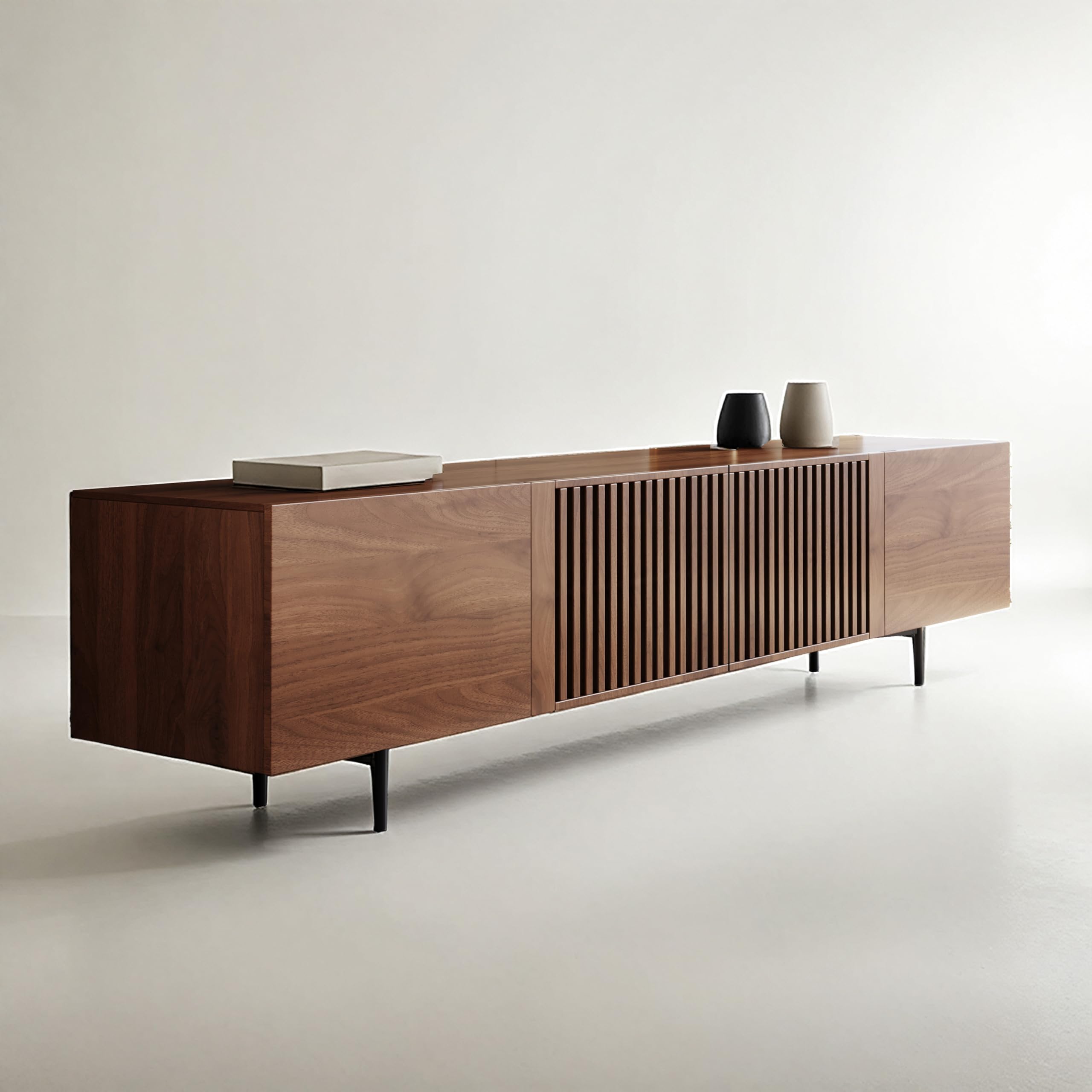 Modern Walnut TV Console for 70 Inch Screen – 70.87” Media Unit with Grille Doors and Drawers for Living Room & Bedroom