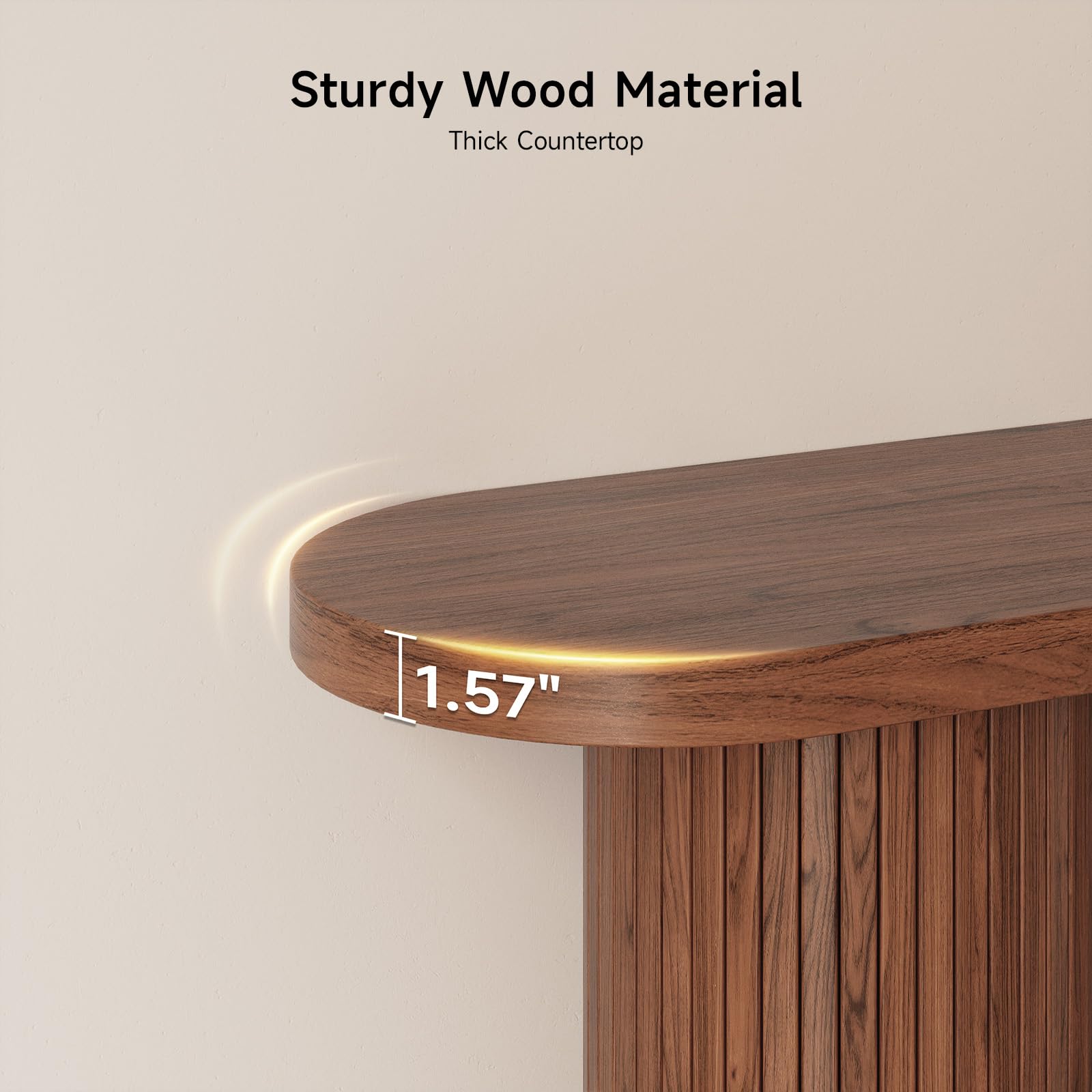 55 Inch Fluted Entryway Table, Wood Console Table, Couch Tables Behind Sofa, Farmhouse Style, Modern Sofa Stand for Entrance Hallway Living Room Foyer (Walnut)