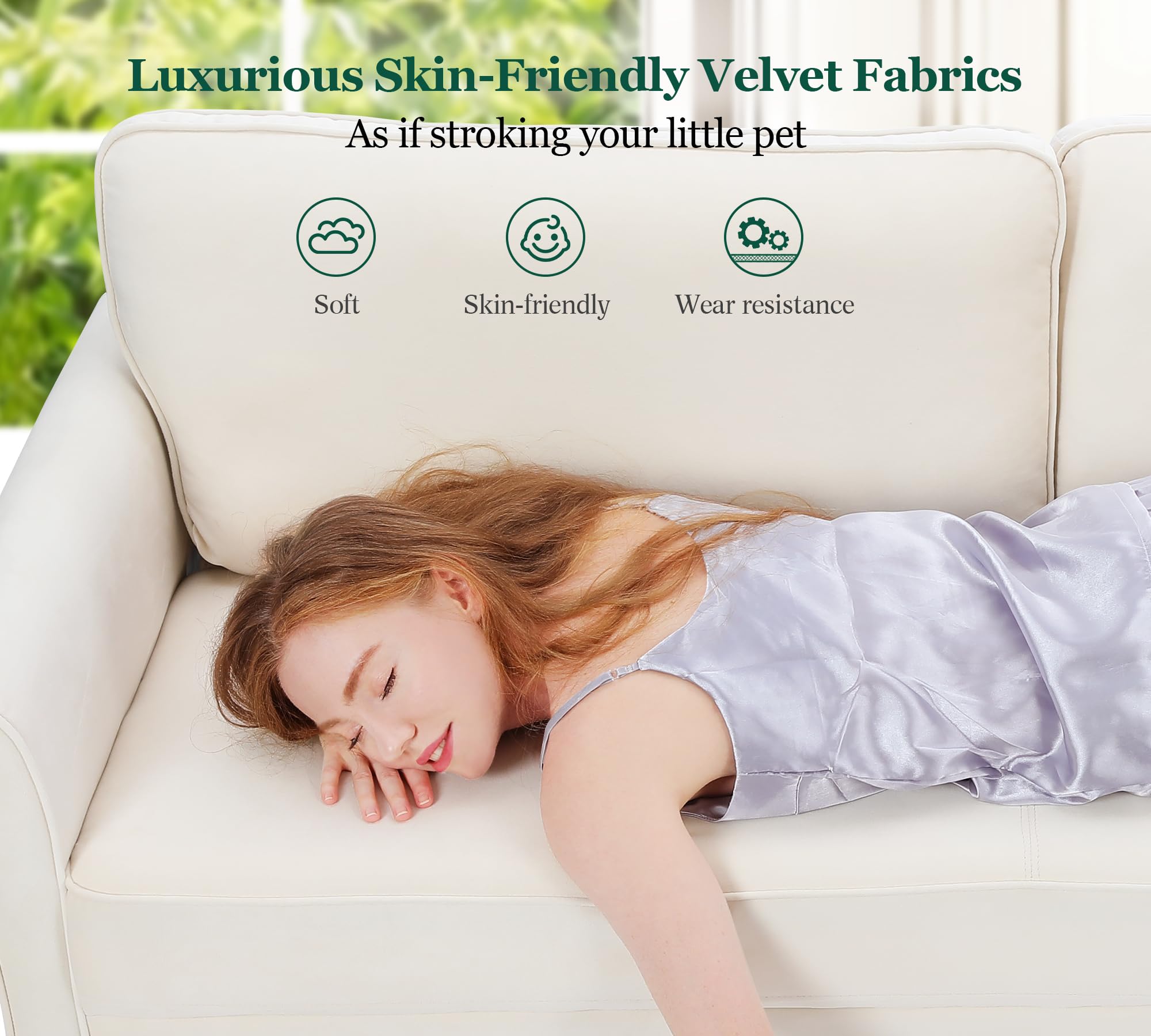 69" Small Sofa with 2 Pillows, Comfy Loveseat Couch with 700lb Capacity, Tool-Free Setup, Mini Couch for Living Room, Bedroom, White