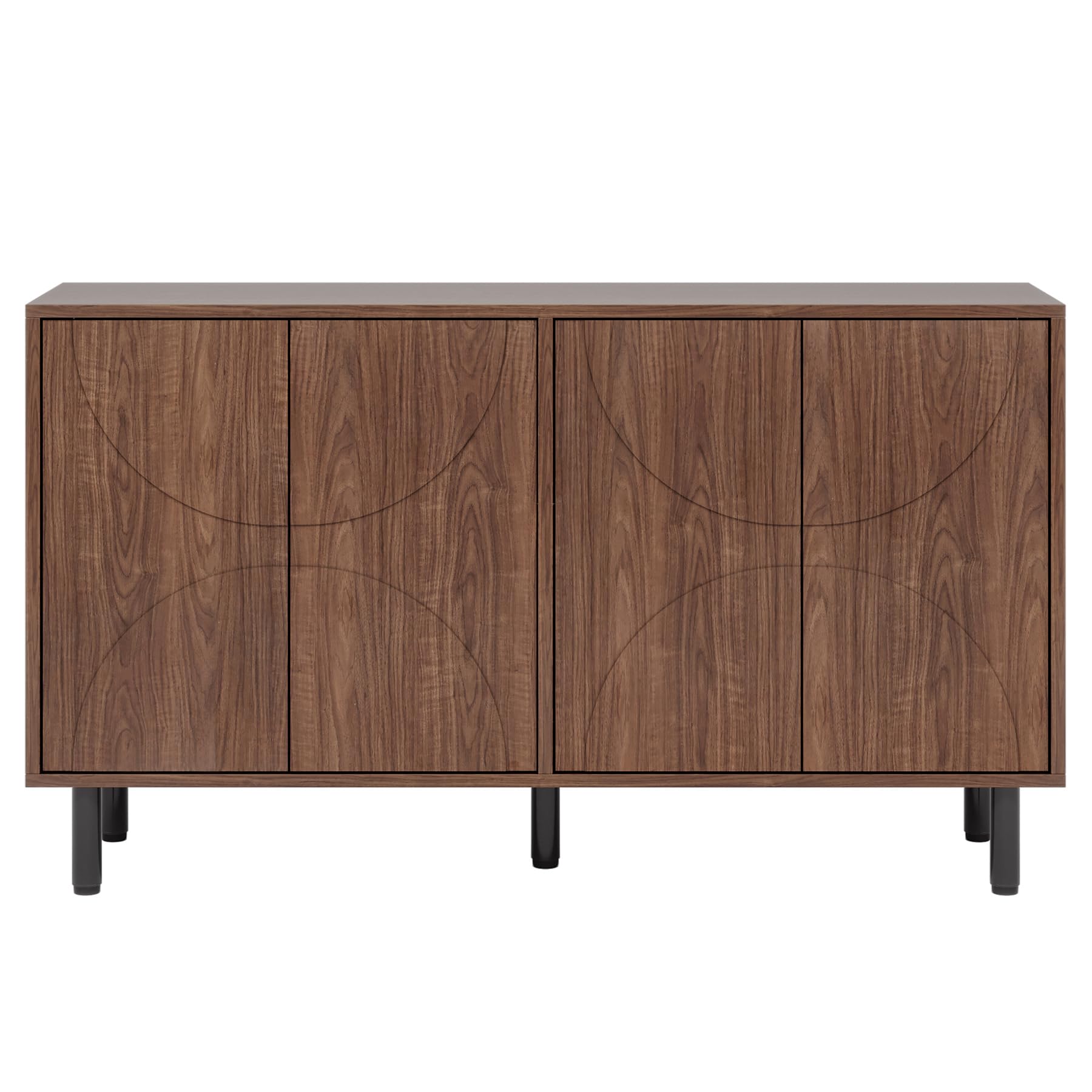 Sideboard Buffet Cabinet with Storage, 55" Mid-Century Modern Credenza Accent Storage Cabinet with 4 Doors and Adjustable Shelves for Dining