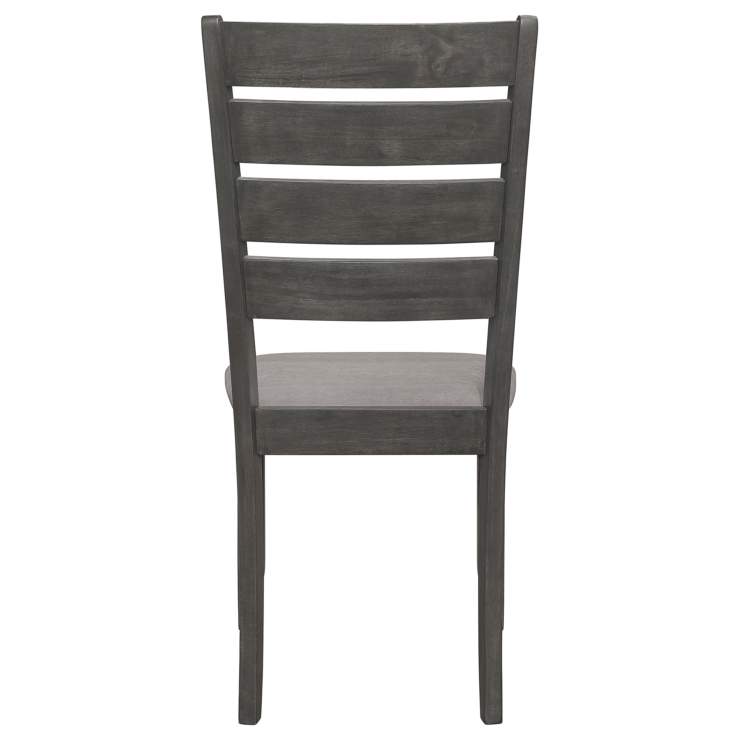 Wood Dining Side Chairs - Transitional Style, Ladder Back, Padded Fabric Seats - Dining Room, Kitchen - Set of 2 - Dark Grey - 102722GRY