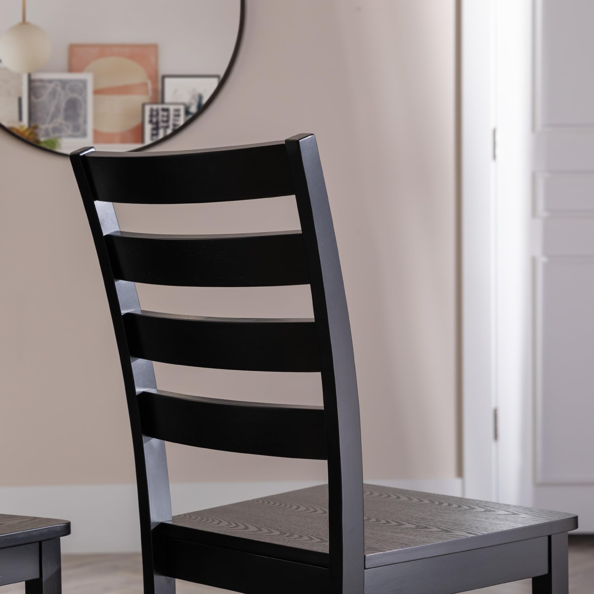 Modern Farmhouse Wood Armless Dining Room Chairs Kitchen, Set Of 2, Black