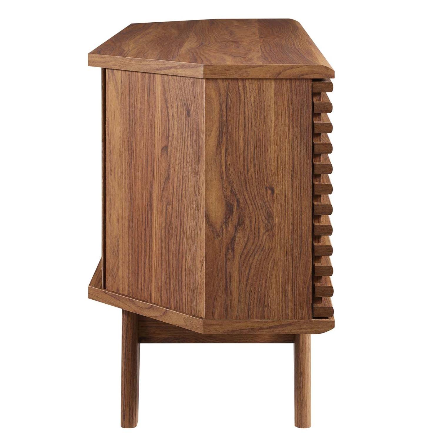 Render Mid-Century Modern Low Profile Corner Media TV Stand in Wal, 15 x 46 x 23