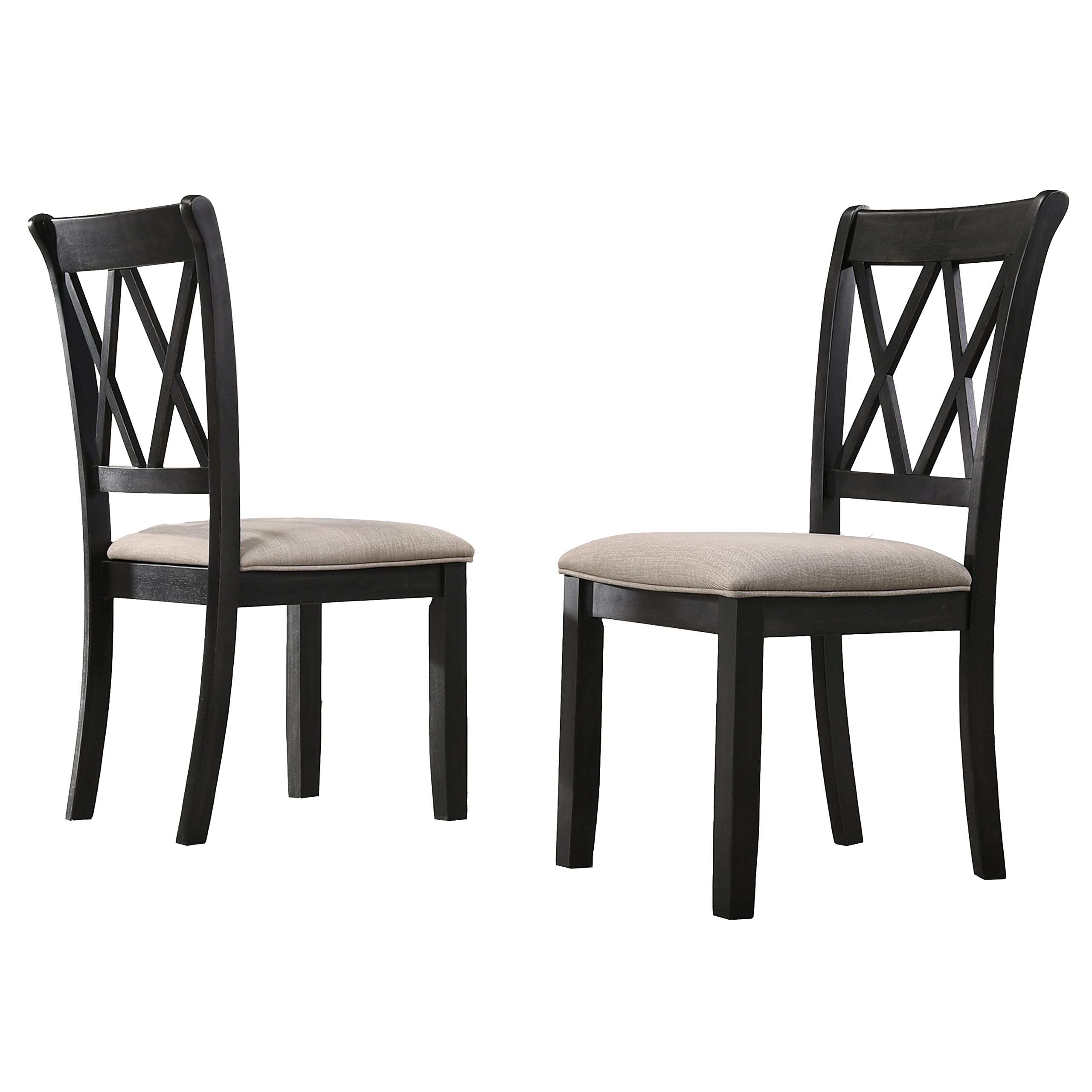 Furniture Windvale Fabric Upholstered Dining Chair in Black, Set of 2