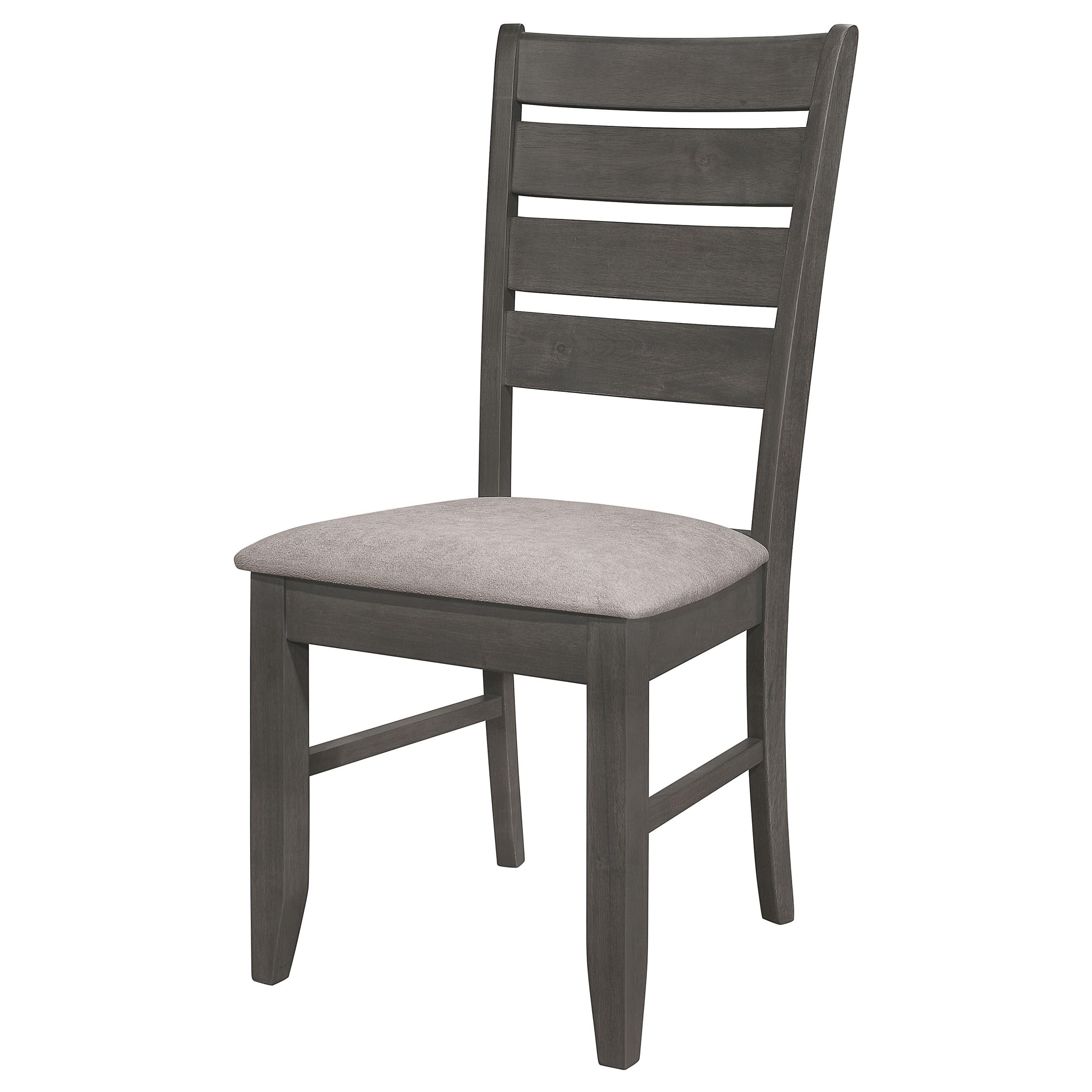 Wood Dining Side Chairs - Transitional Style, Ladder Back, Padded Fabric Seats - Dining Room, Kitchen - Set of 2 - Dark Grey - 102722GRY