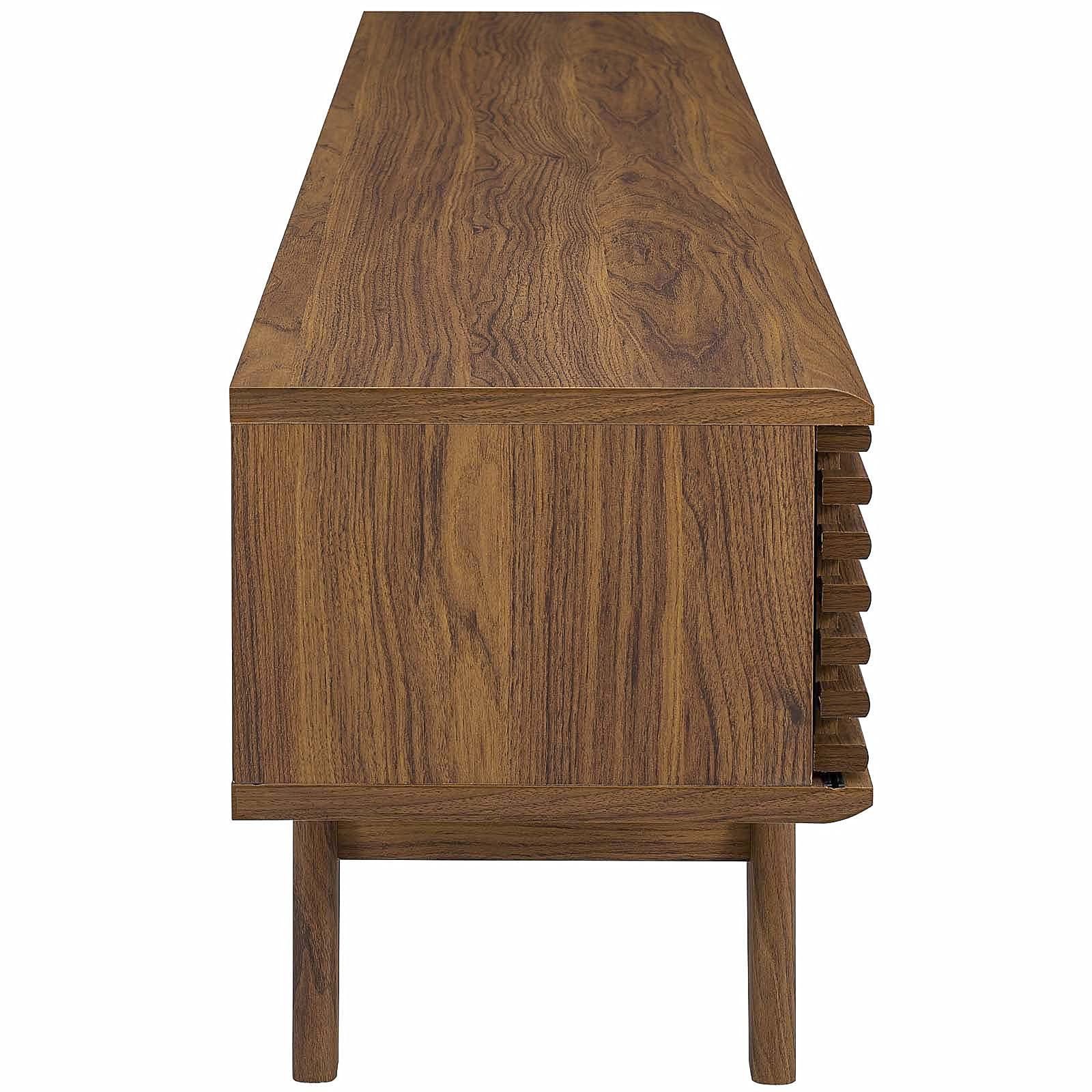 Render 70" Mid-Century Modern Low Profile Media Console TV Stand, 70 Inch, Walnut Walnut