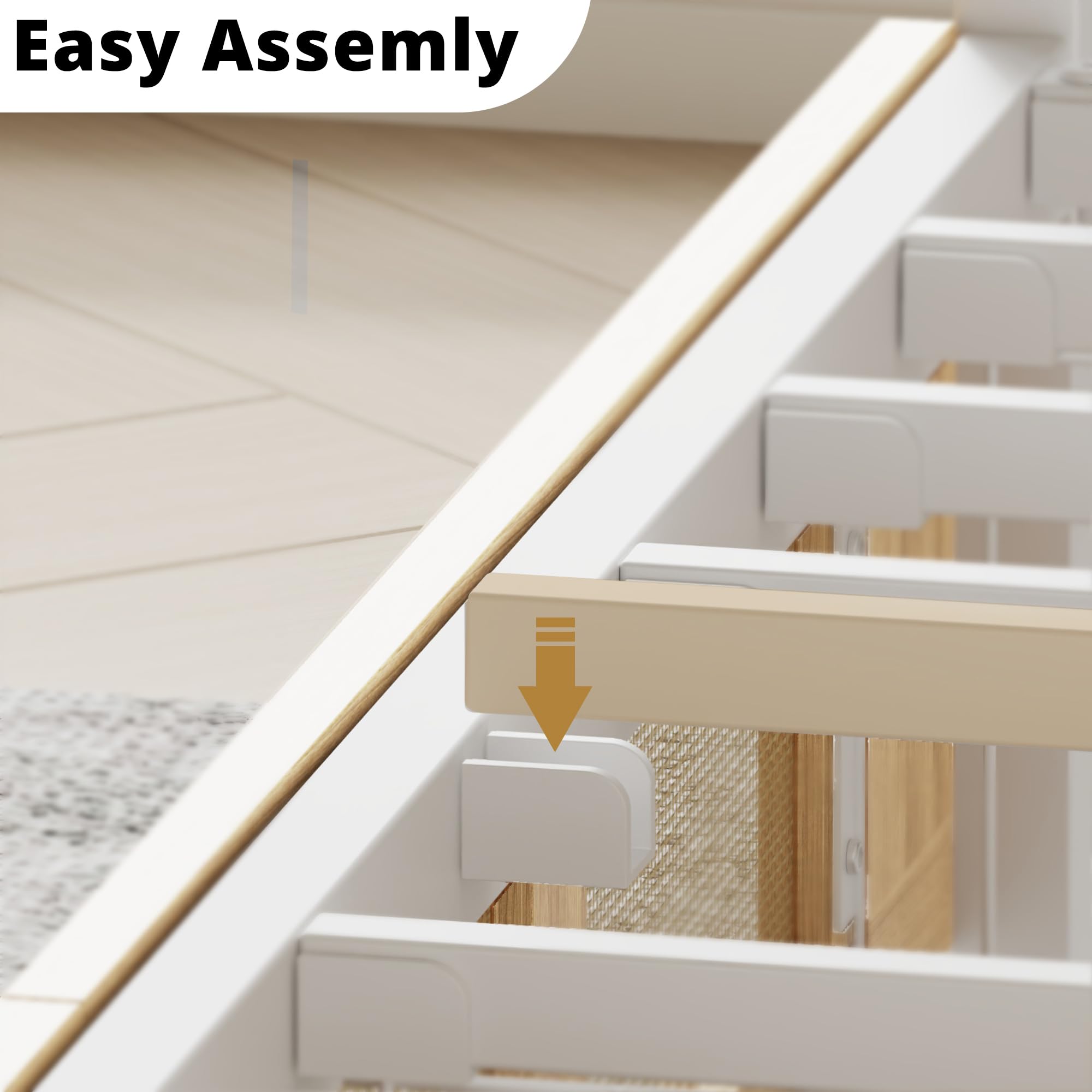 Twin Daybed with Storage Drawers, Rattan Style Corner Bed Frame with Strong Supports for Bedroom, Living Room, Guest Room