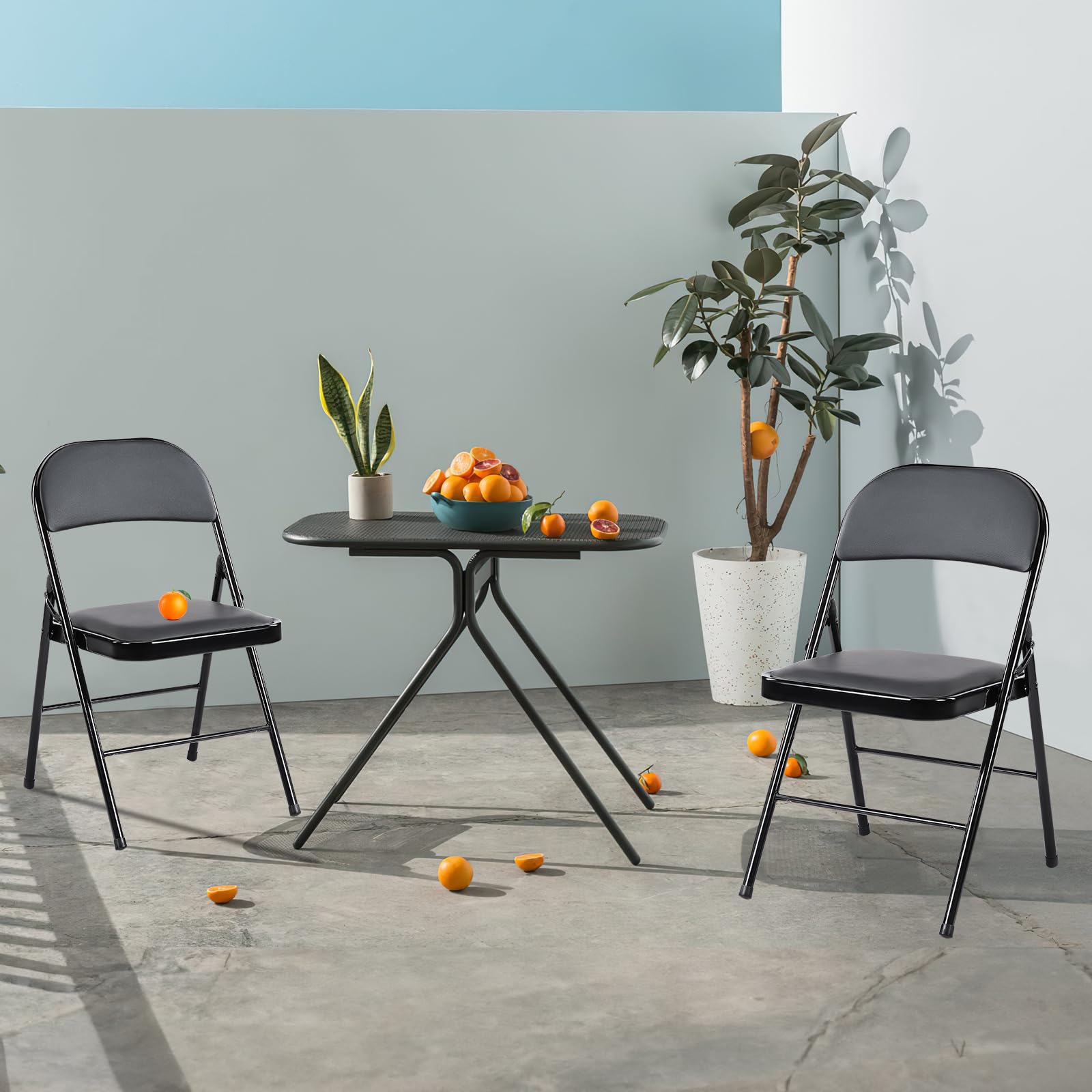 Folding Chair 12 Pack, Leather Padded Folding Chairs, Sturdy Metal Foldable Chairs, Easy to Use and Store, Outdoor and Indoor, for Home, Office, Party, Comfy