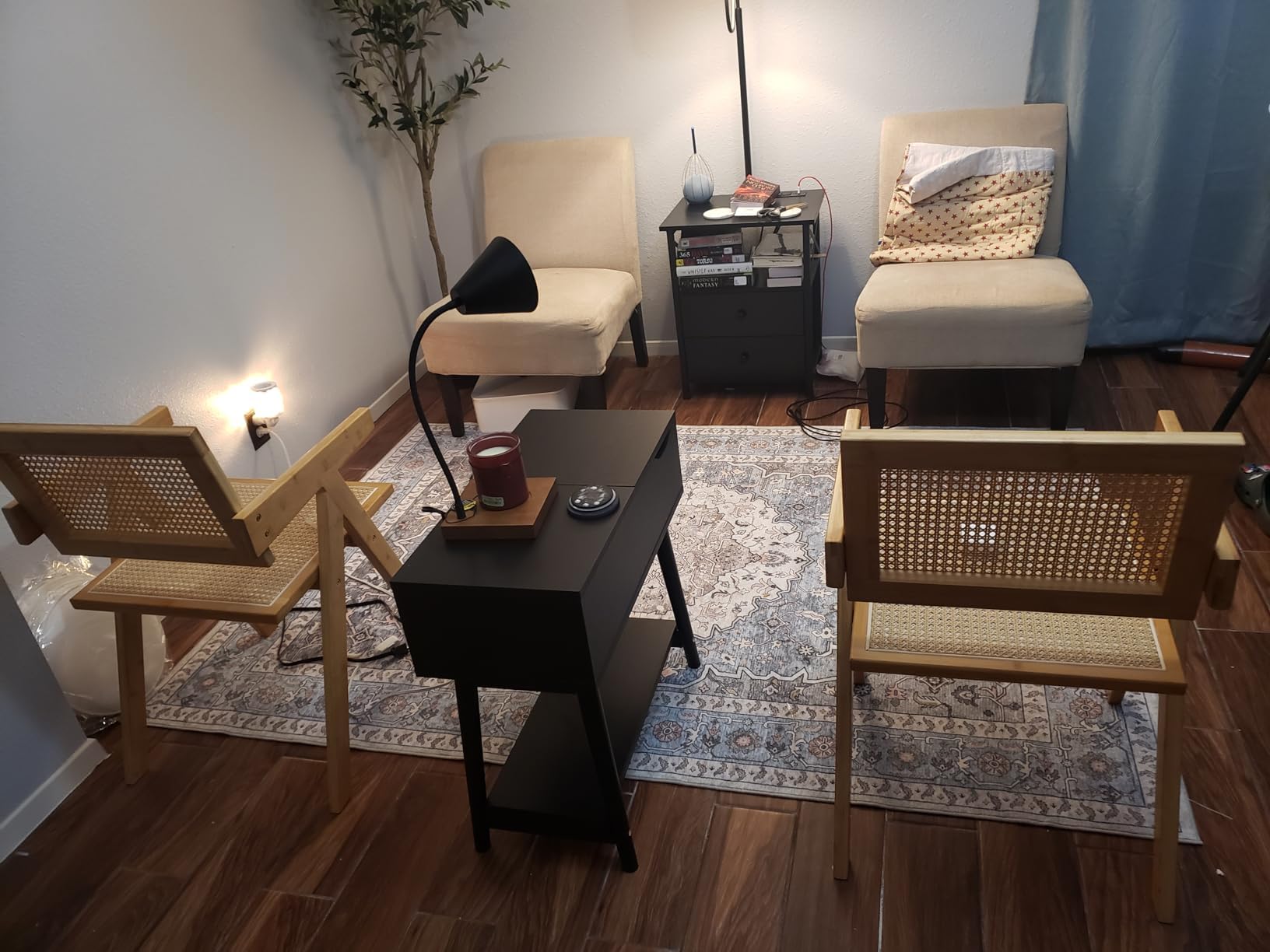 Dining Chairs Set of 2, Modern Mid Century Accent Chairs, Comfy Armchairs, Outdoor Rattan Chairs with Armrest for Bedroom Living Room