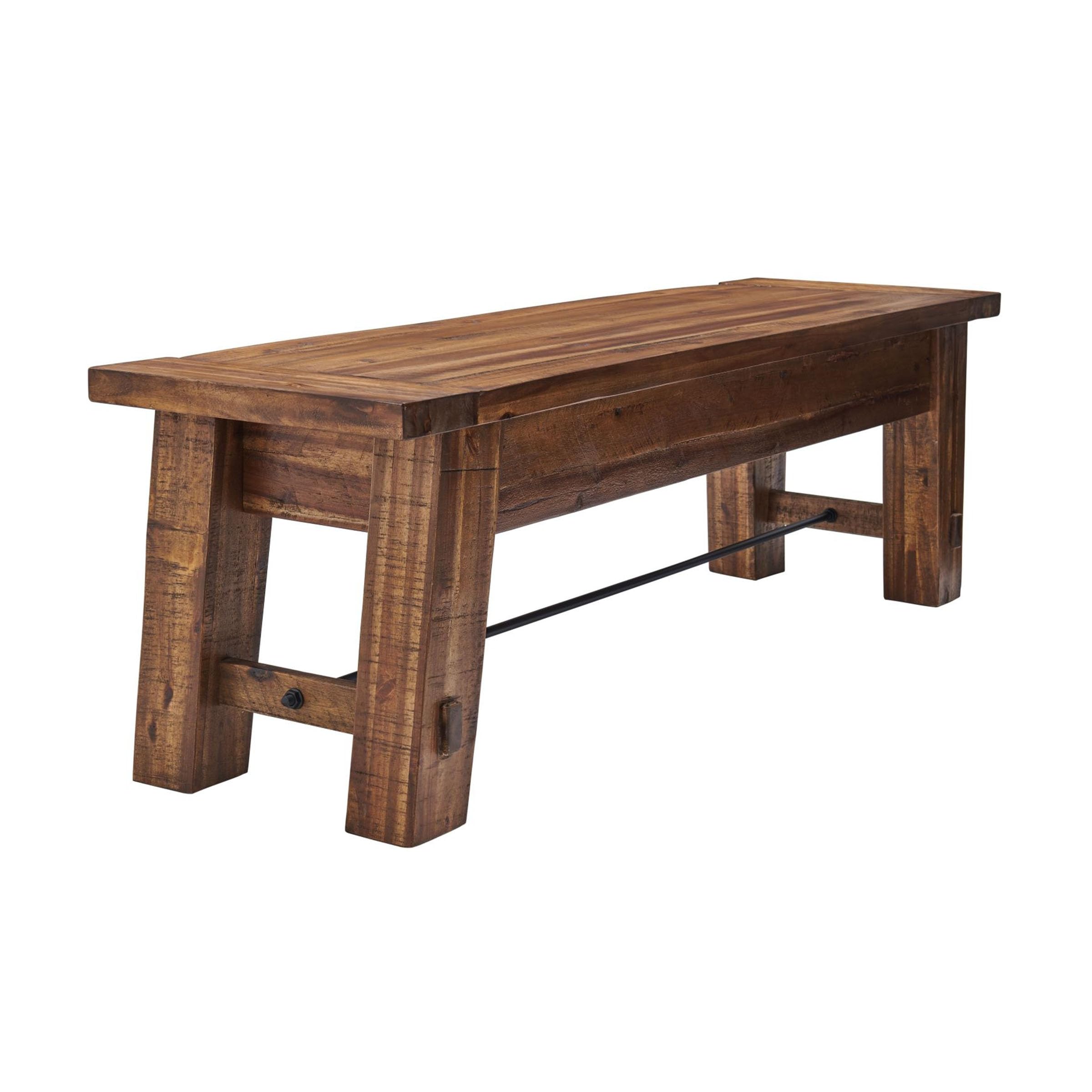 Durango 60" Rustic Farmhouse Wood Bench, Solid Wood Seat, Industrial Accent Furniture for Entryway, Dining Room, Hallway, by Alaterre