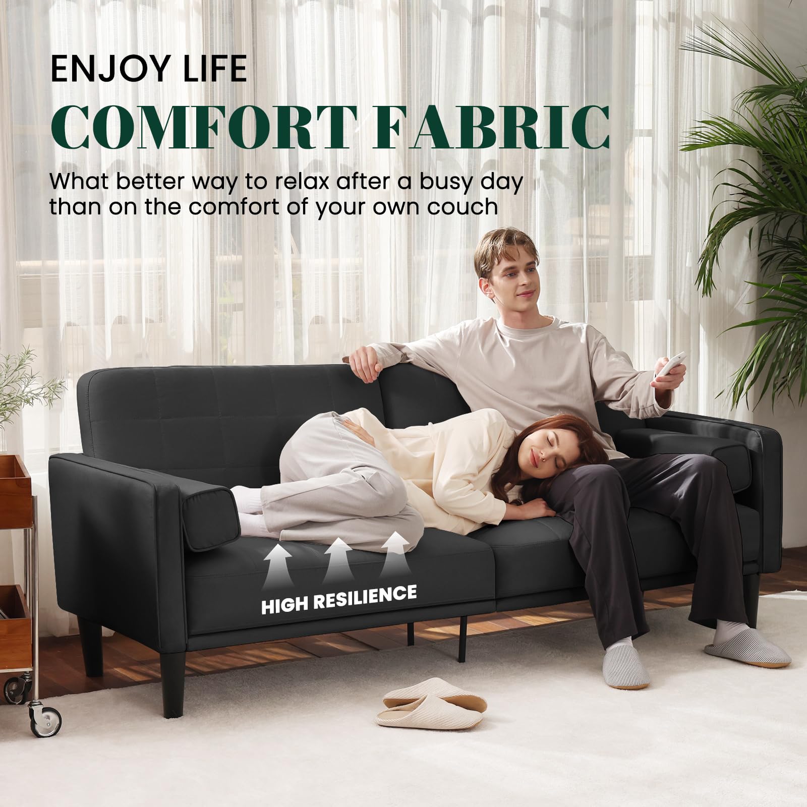 70" Dark Gray Loveseat Recliner Sofa, Comfy Couch with Washable Cover, High-Density Foam, Solid Wood Frame, Easy Assembly, Living Room