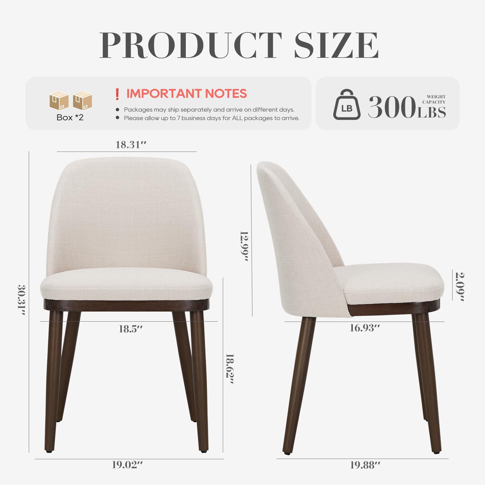 Dining Chairs Set of 4, Modern Kitchen Chairs with Back, Fabric Side Dining Room Chairs with Wood Legs for Kitchen Dining Room Restaurant