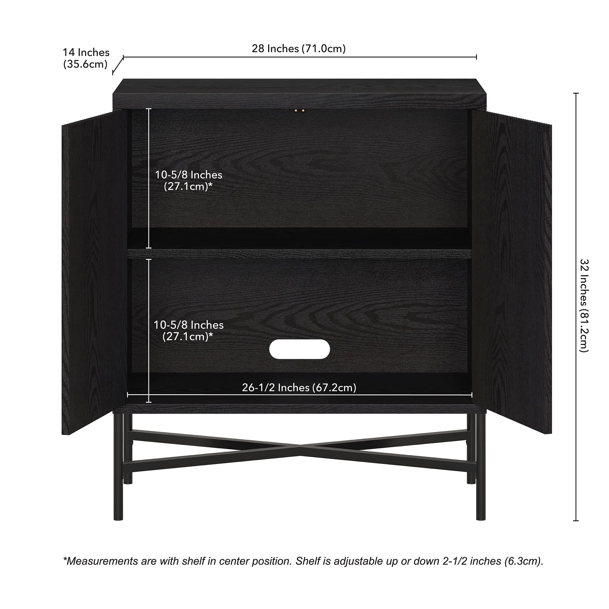 Brighton Accent Cabinet, 28" Wide(15" D x 28" W x 32" H), Black