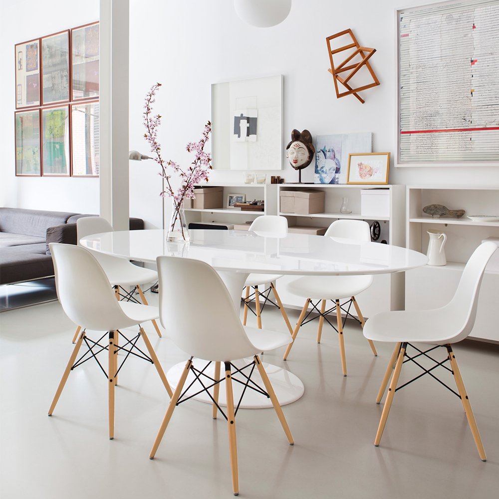 Pre Assembled Modern Style Dining Chair Mid Century Modern DSW Chair, Shell Lounge Plastic Chair for Kitchen, Dining, Bedroom, Living Room