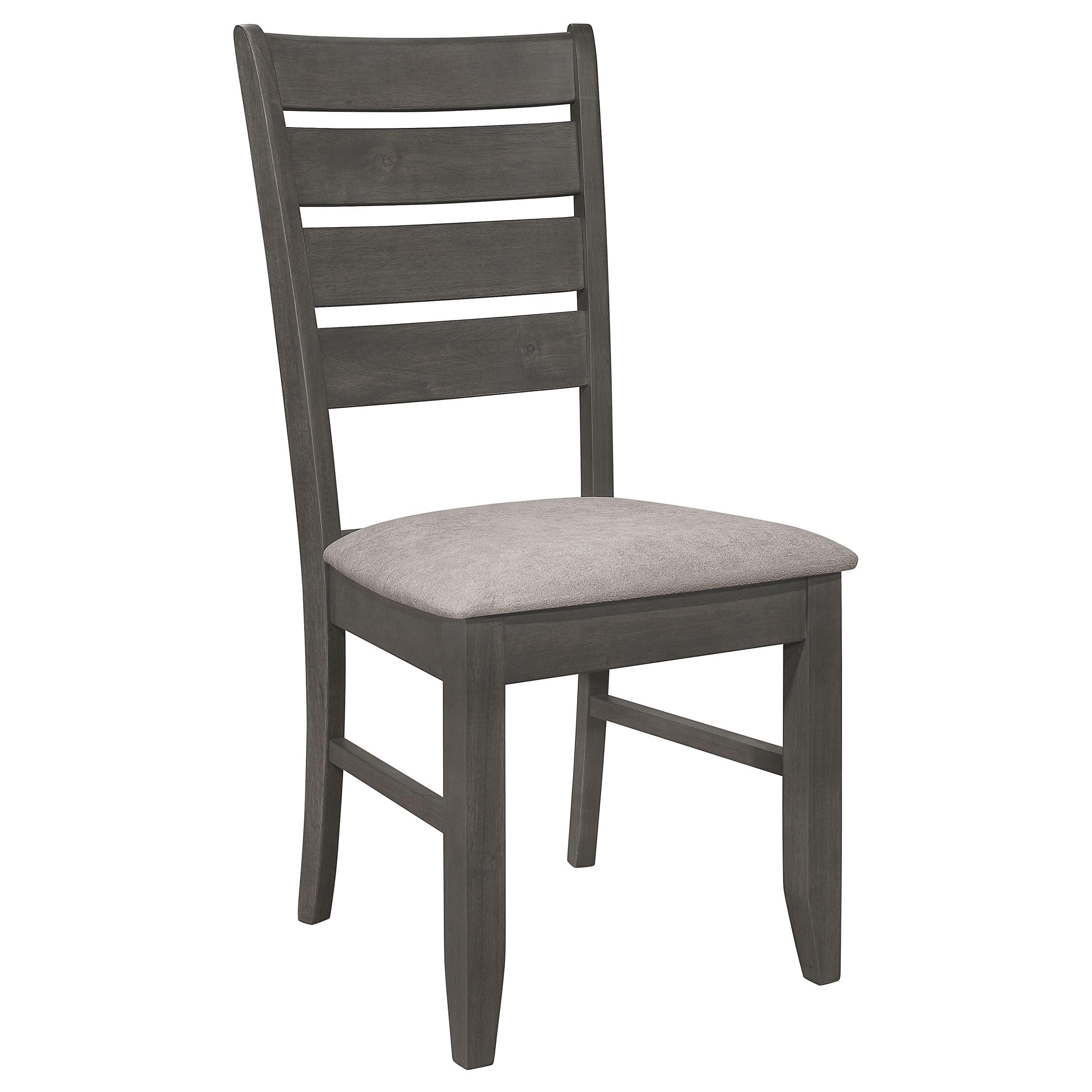 Wood Dining Side Chairs - Transitional Style, Ladder Back, Padded Fabric Seats - Dining Room, Kitchen - Set of 2 - Dark Grey - 102722GRY