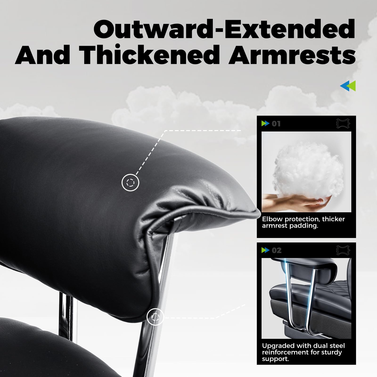 Big and Tall Office Chair, High Back Leather Gaming Chair with Footrest, Ergonomic Executive Chair with Lumbar Support & Soft Armrests