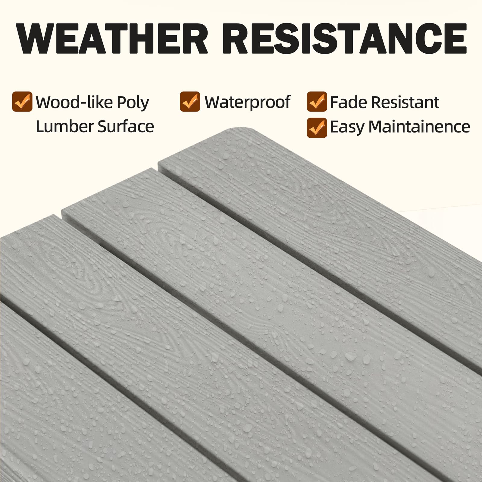 Outdoor Bench, 2-Person Backless Poly Lumber Bench, Weatherproof & Fade-Resistant, Perfect for Garden, Porch, Patio, Park, Grey