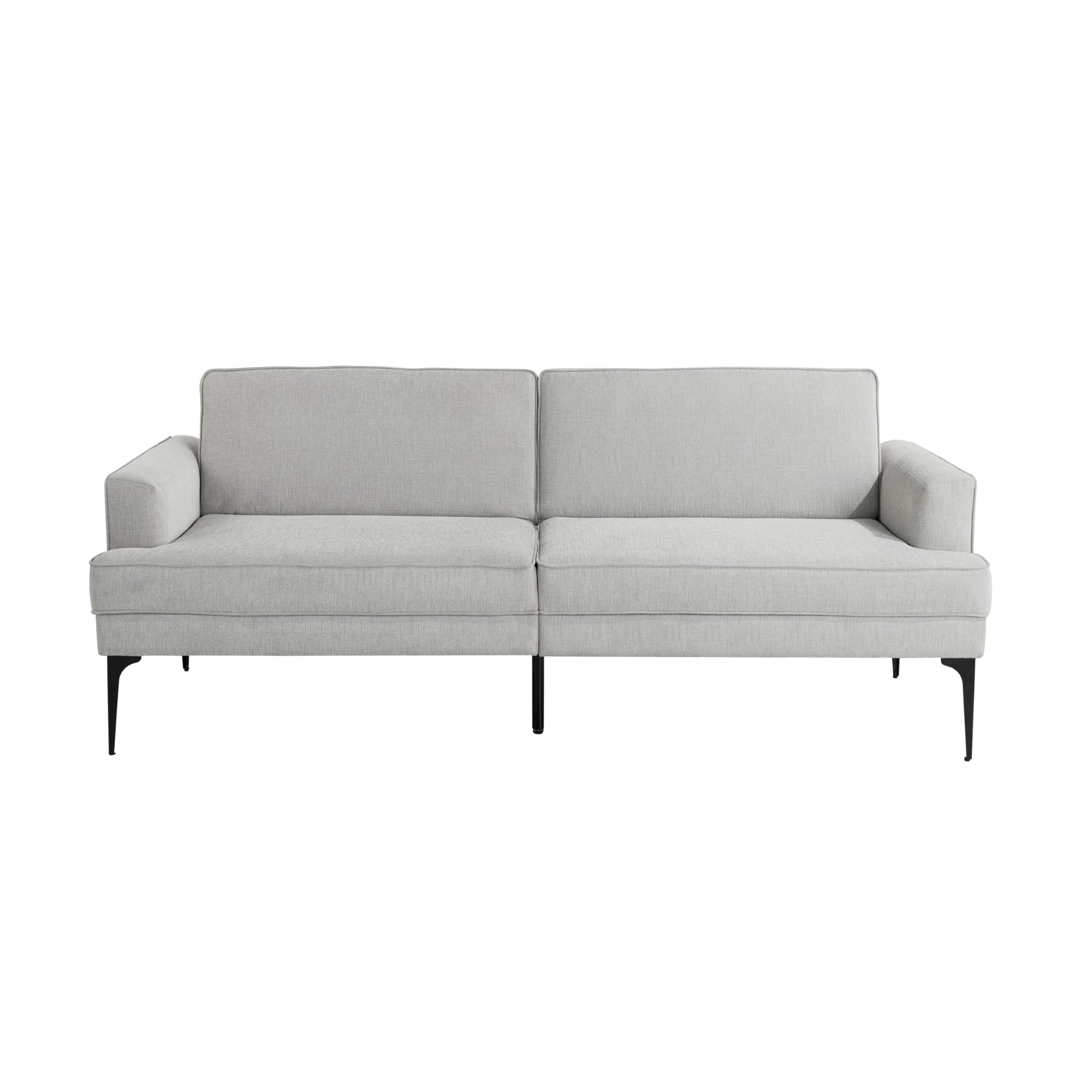 Paulsen 83.1" Split Back Convertible Futon Sofa, Dreamcoil® Comfort, FingerGuard® Pinch Point Protection, Woven Polyester Fabric, Light Gray
