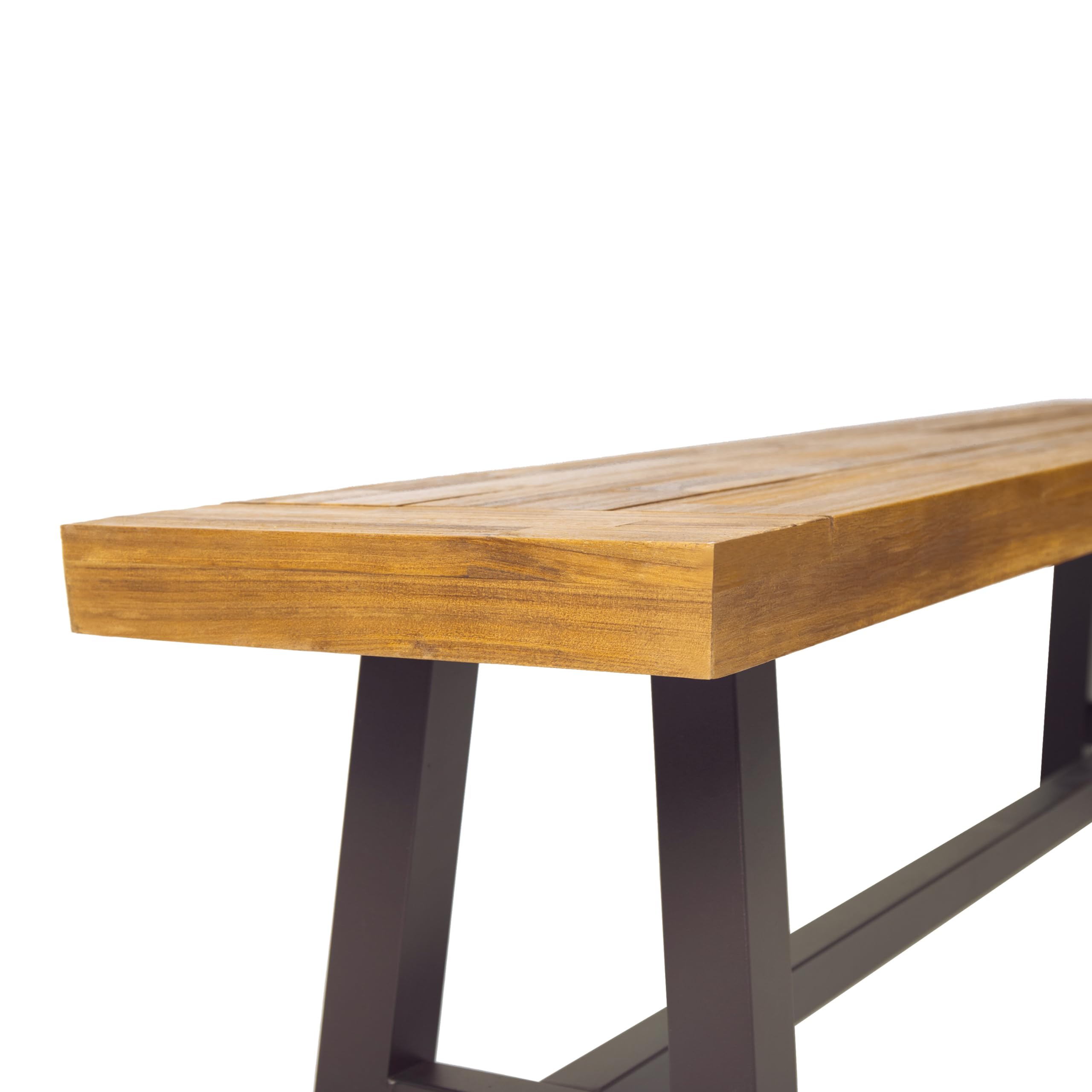Carlisle Outdoor Acacia Wood and Rustic Metal Bench, Sandblast Finish / Rustic Metal 14. 75 x 63 x 17. 50 inches