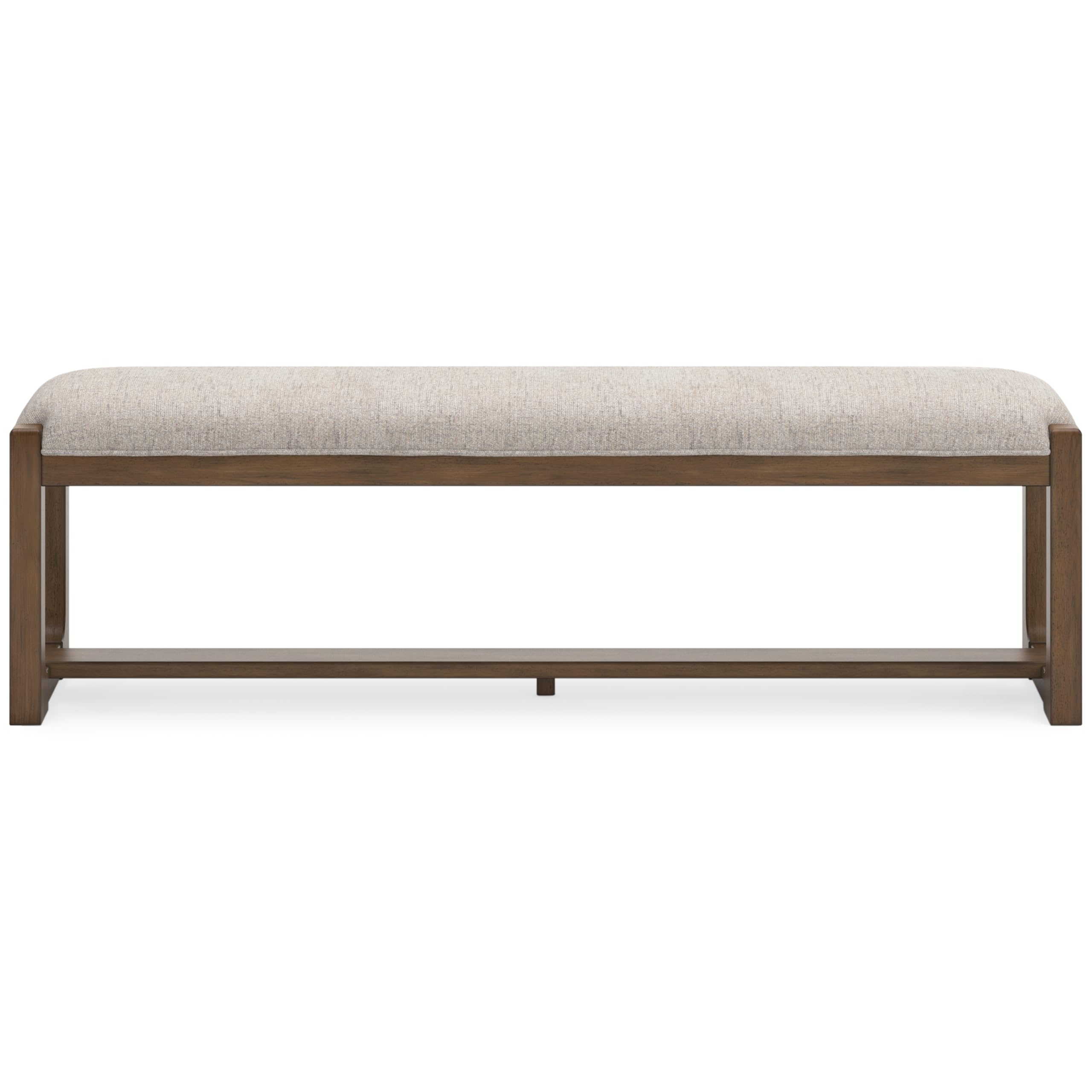 Cabalynn Farmhouse Upholstered 63" Dining Bench, Beige & Light Brown