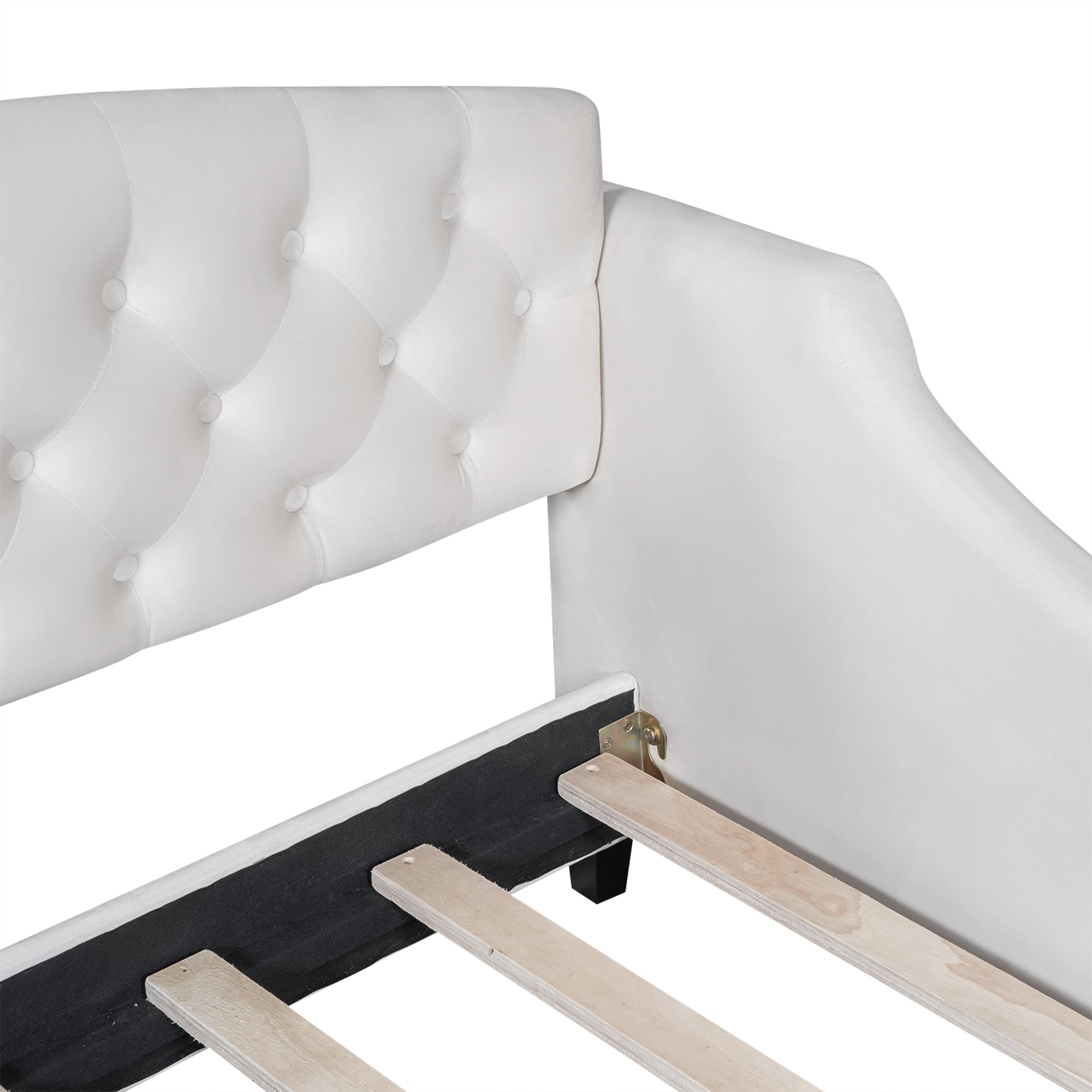 Twin Size Upholstered Daybed, Luxury Tufted Button Sofa Bed Frame for Bedroom & Living Room, Elegant Twin Daybed, Beige