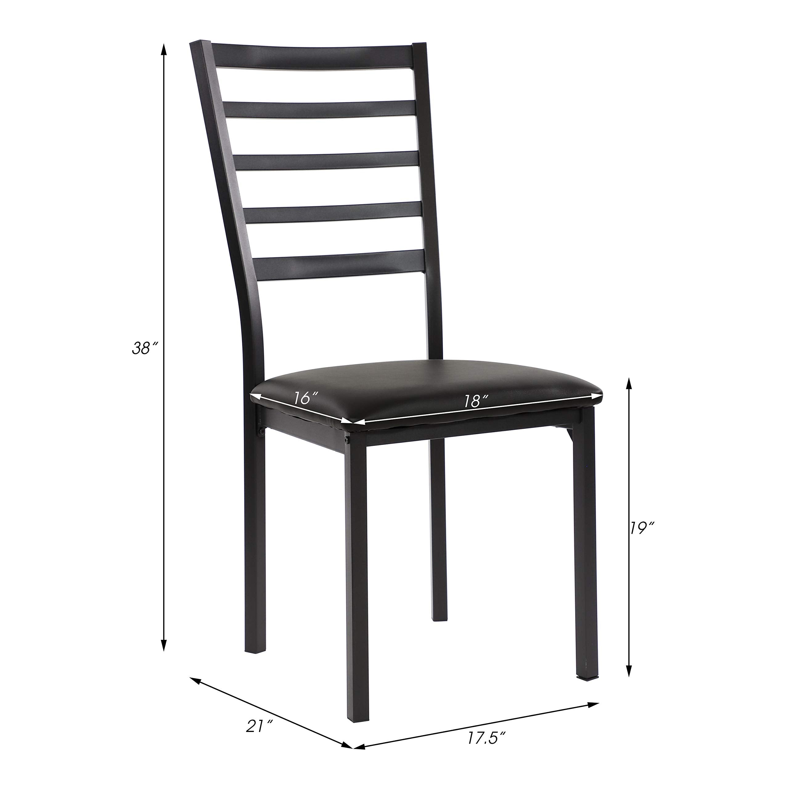 Arin Faux Leather Metal Frame Dining Chairs (Set of 4), 19" SH, Black