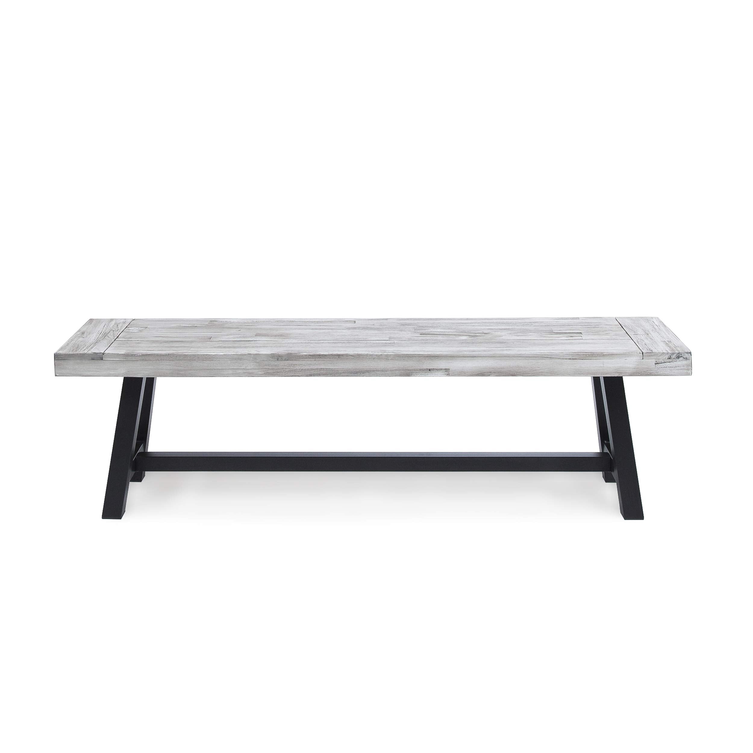 Noble House Jubilee Acacia Wood Dining Bench in Light Gray