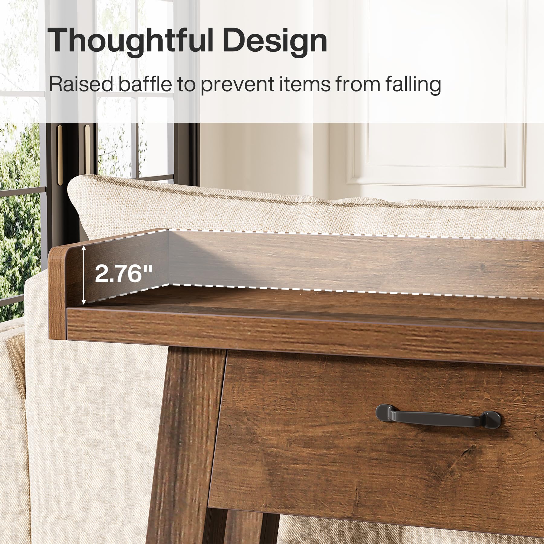 70.9" Farmhouse Sofa Console Table with 3 Drawers, 2-Tier Extra Long Entryway Table with Shelves & Baffle for Hallway, Living Room, Rustic Brown