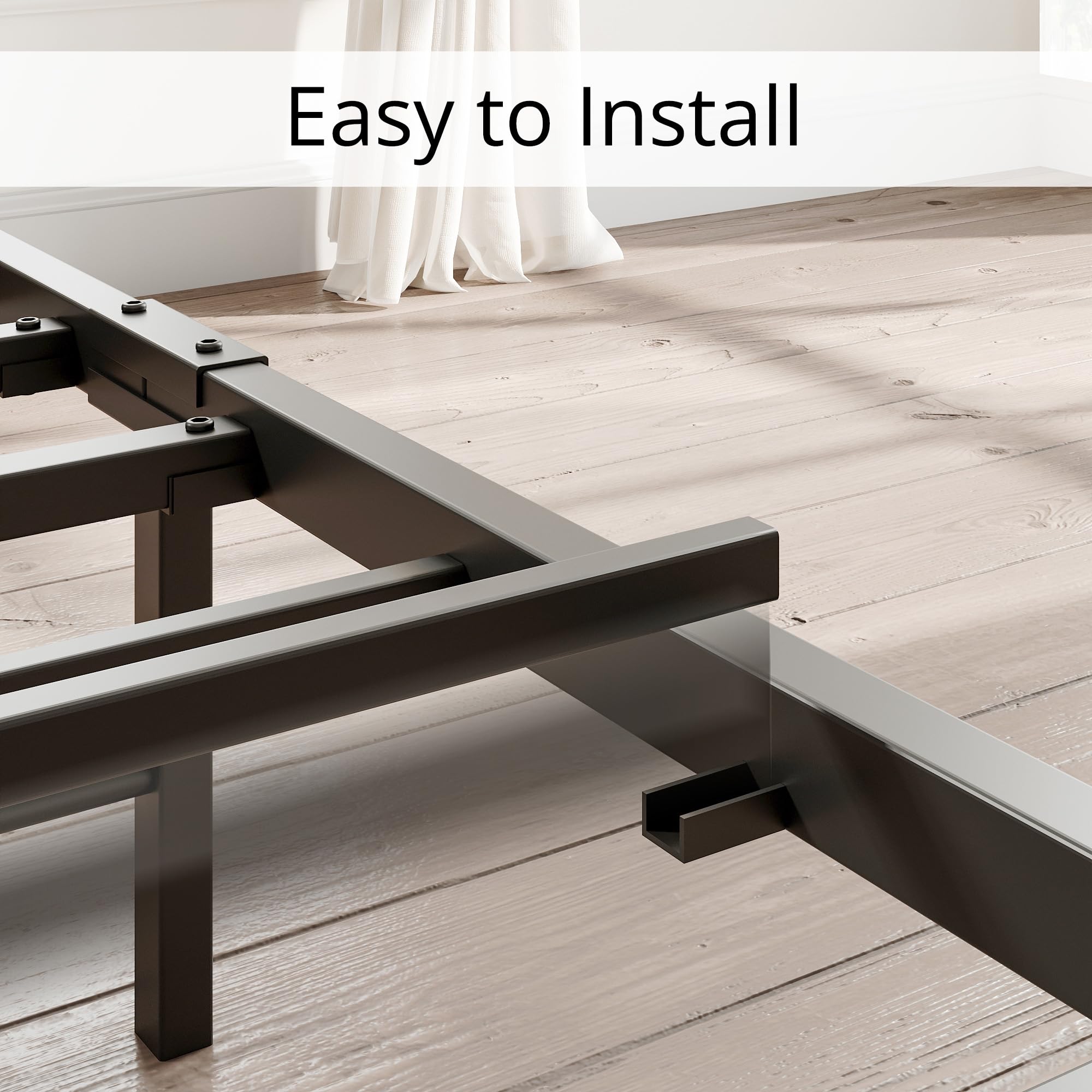 Queen Bed Frame, Storage Headboard with Charging Station, Solid and Stable, Noise Free, No Box Spring Needed, Easy Assembly