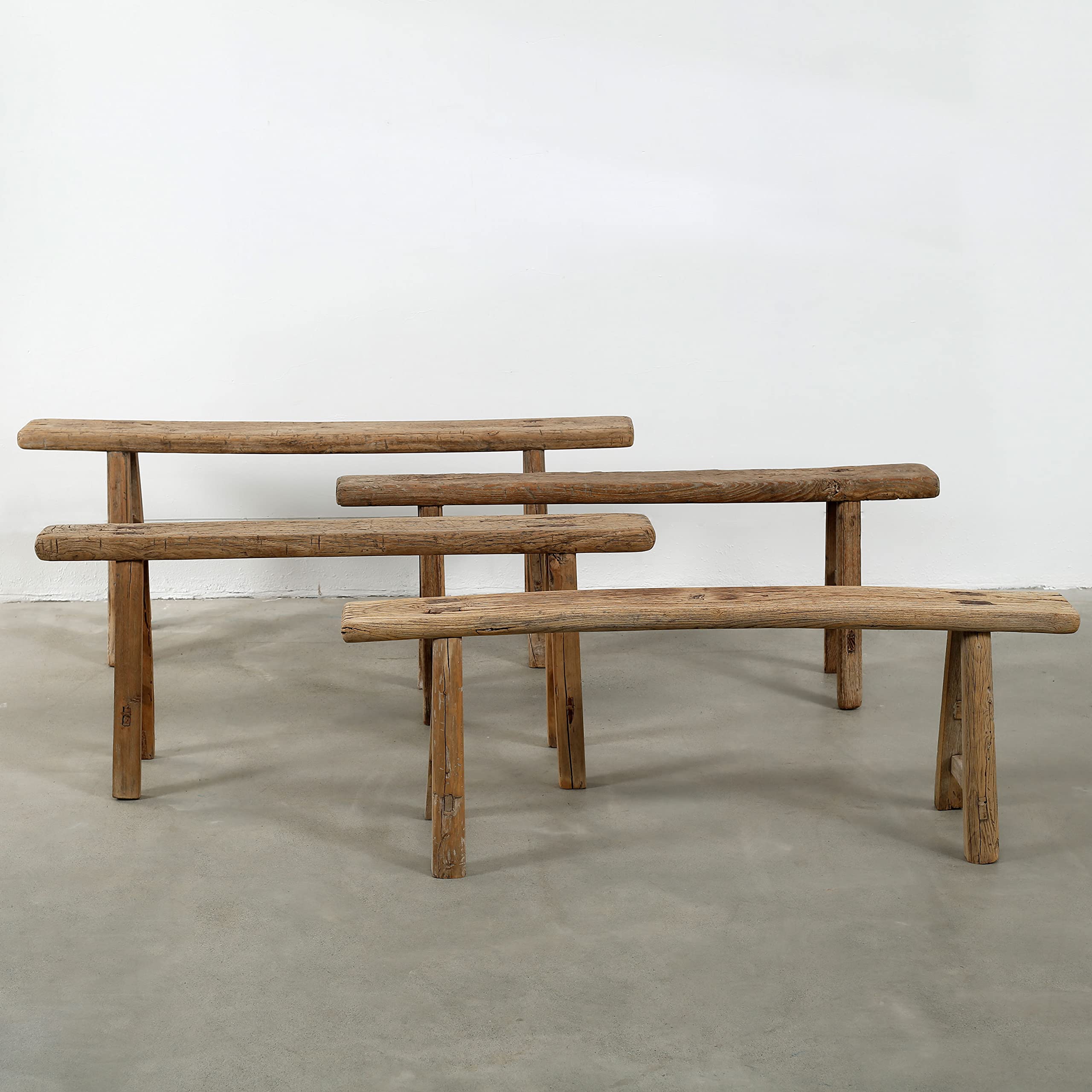 Handmade Wooden Bench, Vintage Noodle Bench for Living Room, Kitchen, or Entryway, Weathered Natural Wood Finish