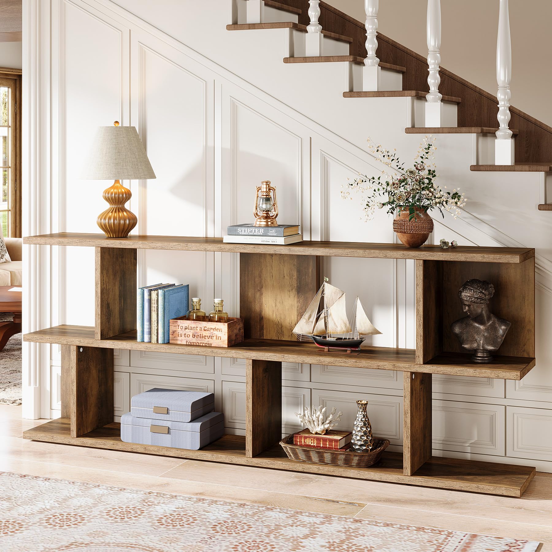 71 Inches Extra Long Sofa Table Behind Couch, 3-Tier Farmhouse Console Table, Long Foyer Table with Storage for Hallway, Entryway & Living Room