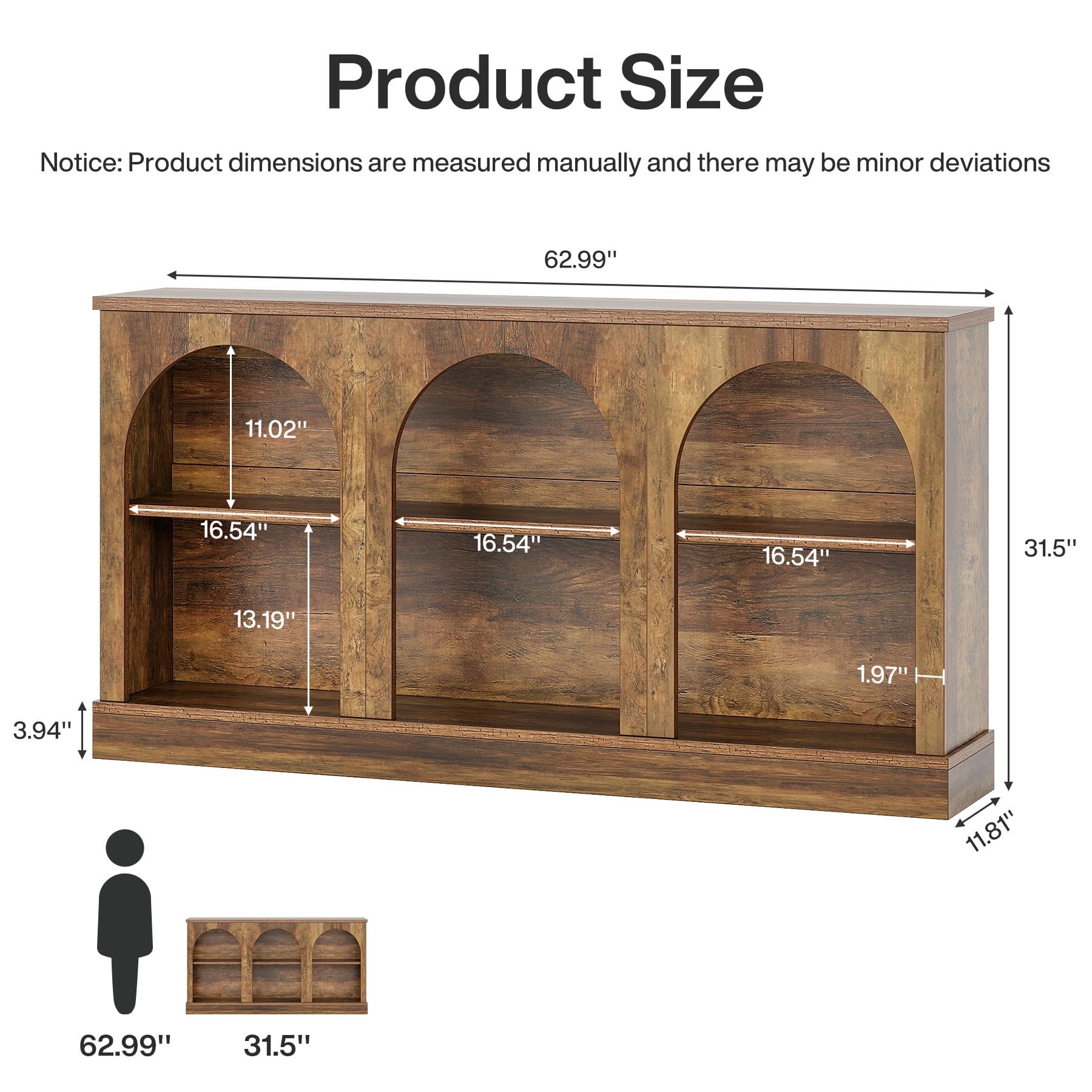 TV Consoles for Living Room, Television Stand for 55/60/65 Inch TV, Farmhouse Media Entertainment Center Stand with Storage Cabinets, Rustic Brown