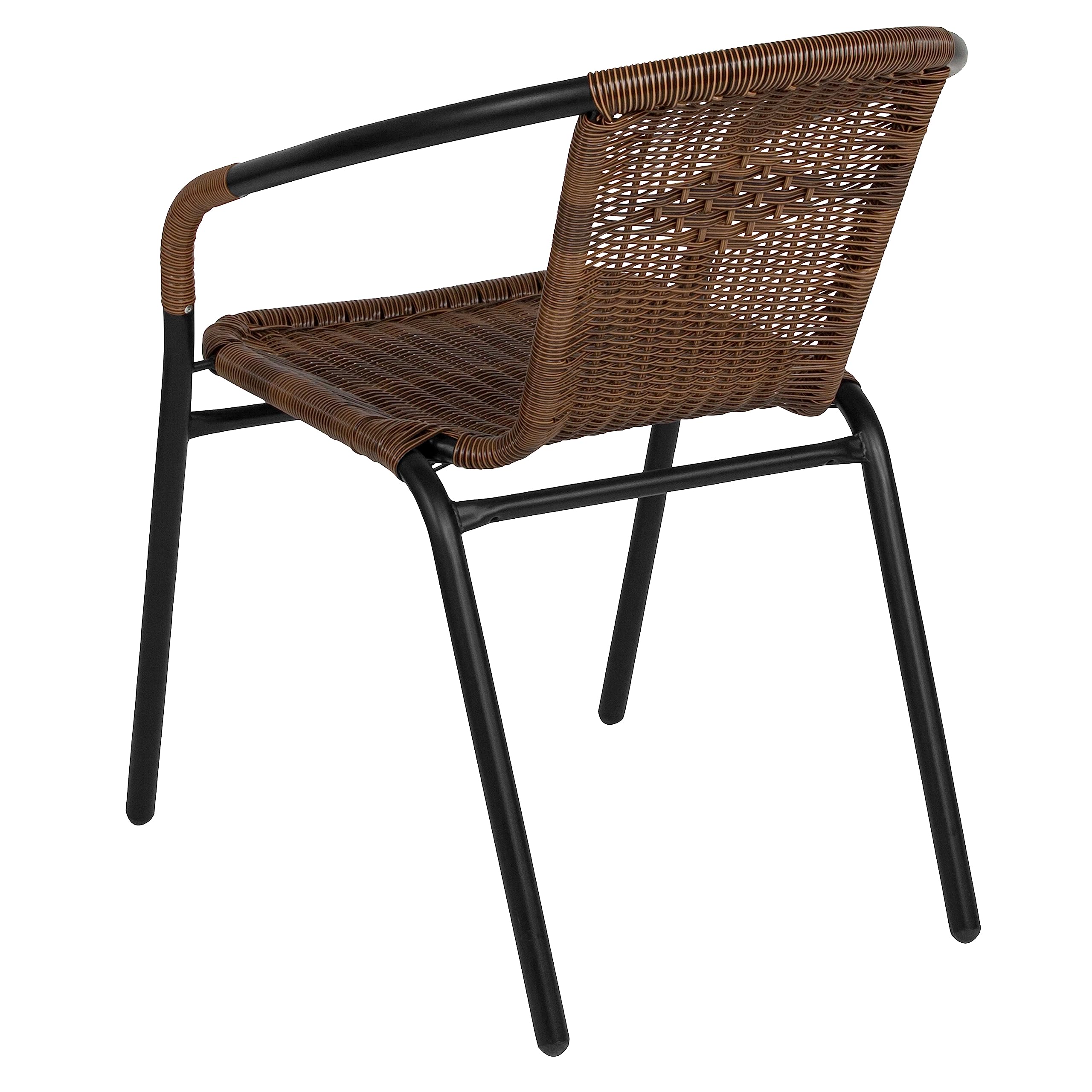 Lila Modern Rattan Stackable Dining Chairs, Indoor/Outdoor Bistro Chairs for Patio or Restaurant, Set of 4, Brown