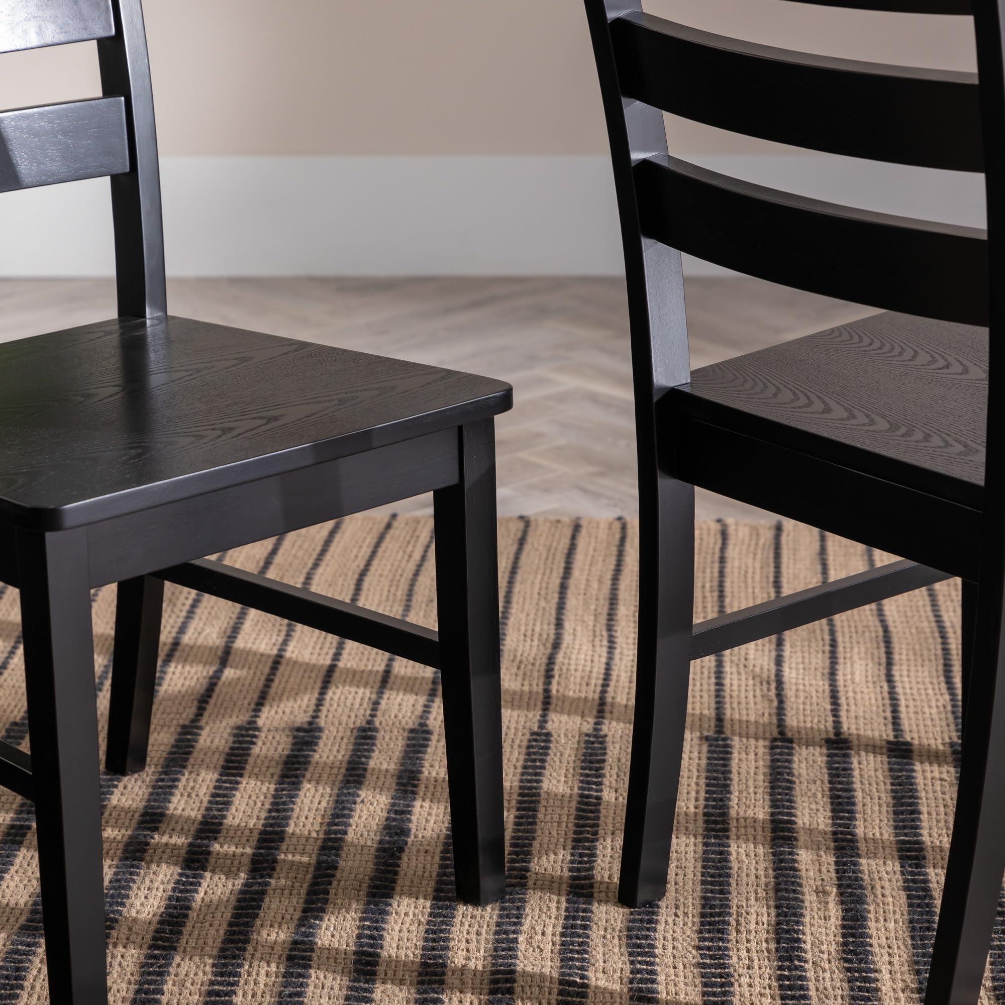 Modern Farmhouse Wood Armless Dining Room Chairs Kitchen, Set Of 2, Black