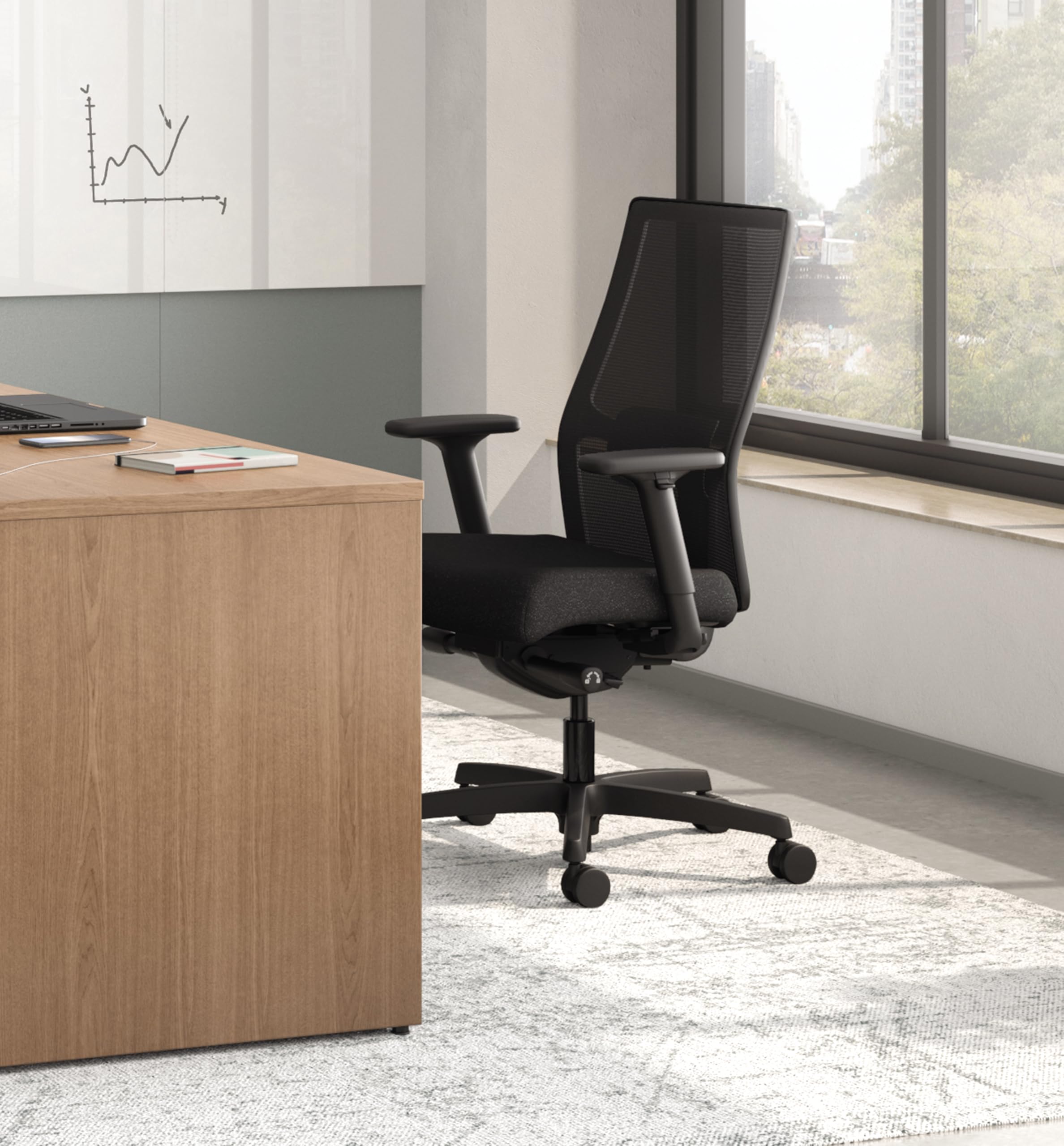 Ignition 2.0 Ergonomic Office Chair, Adjustable Tilt, Swivel Wheels, Comfy for Long Hours, Home Office Desk Chairs, Black