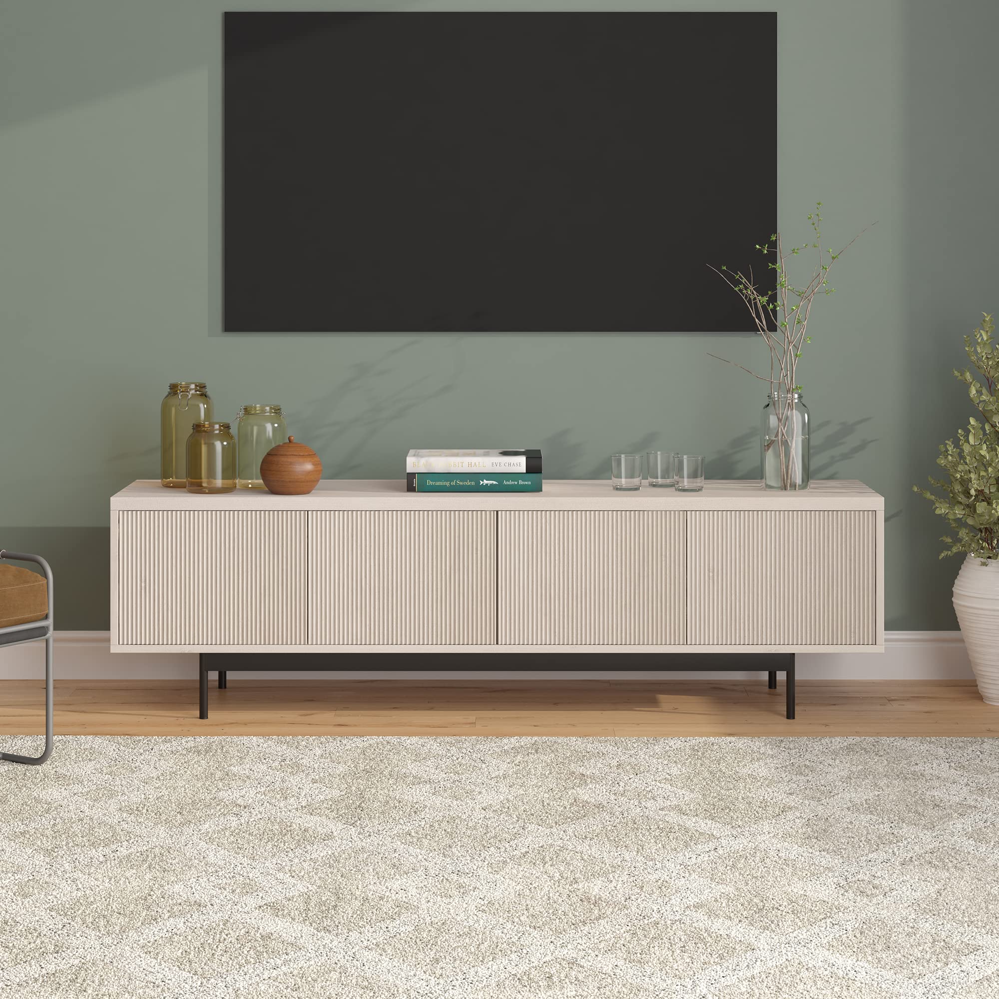 Whitman TV Stand, 70" Wide, Alder White