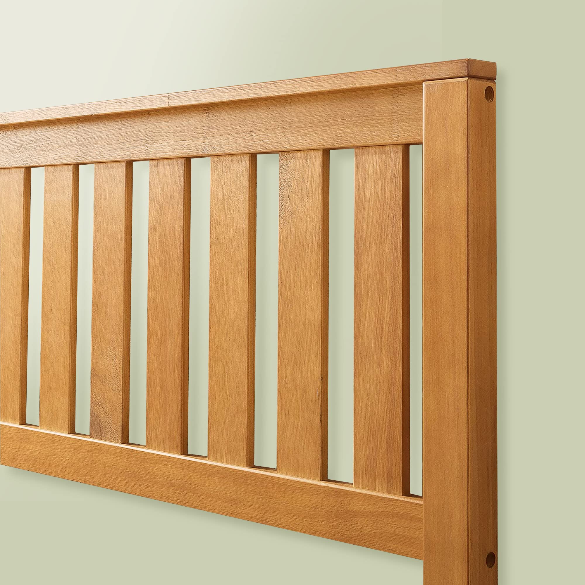 Zinus 12 Inch Solid Wood Platform Bed with Headboard/No Box Spring Needed/Wood Slat Support/Rustic Pine Finish, Queen