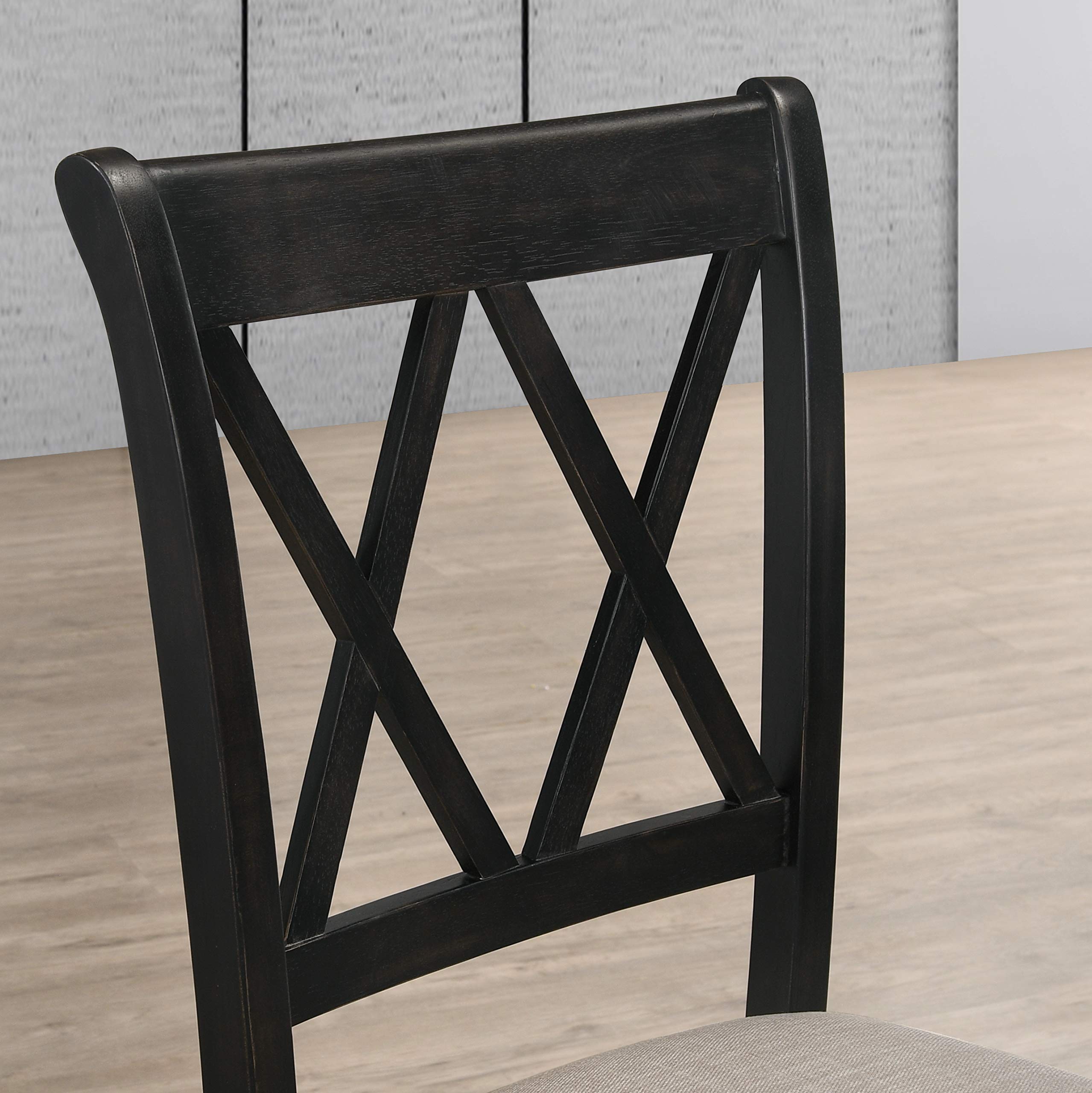 Furniture Windvale Fabric Upholstered Dining Chair in Black, Set of 2