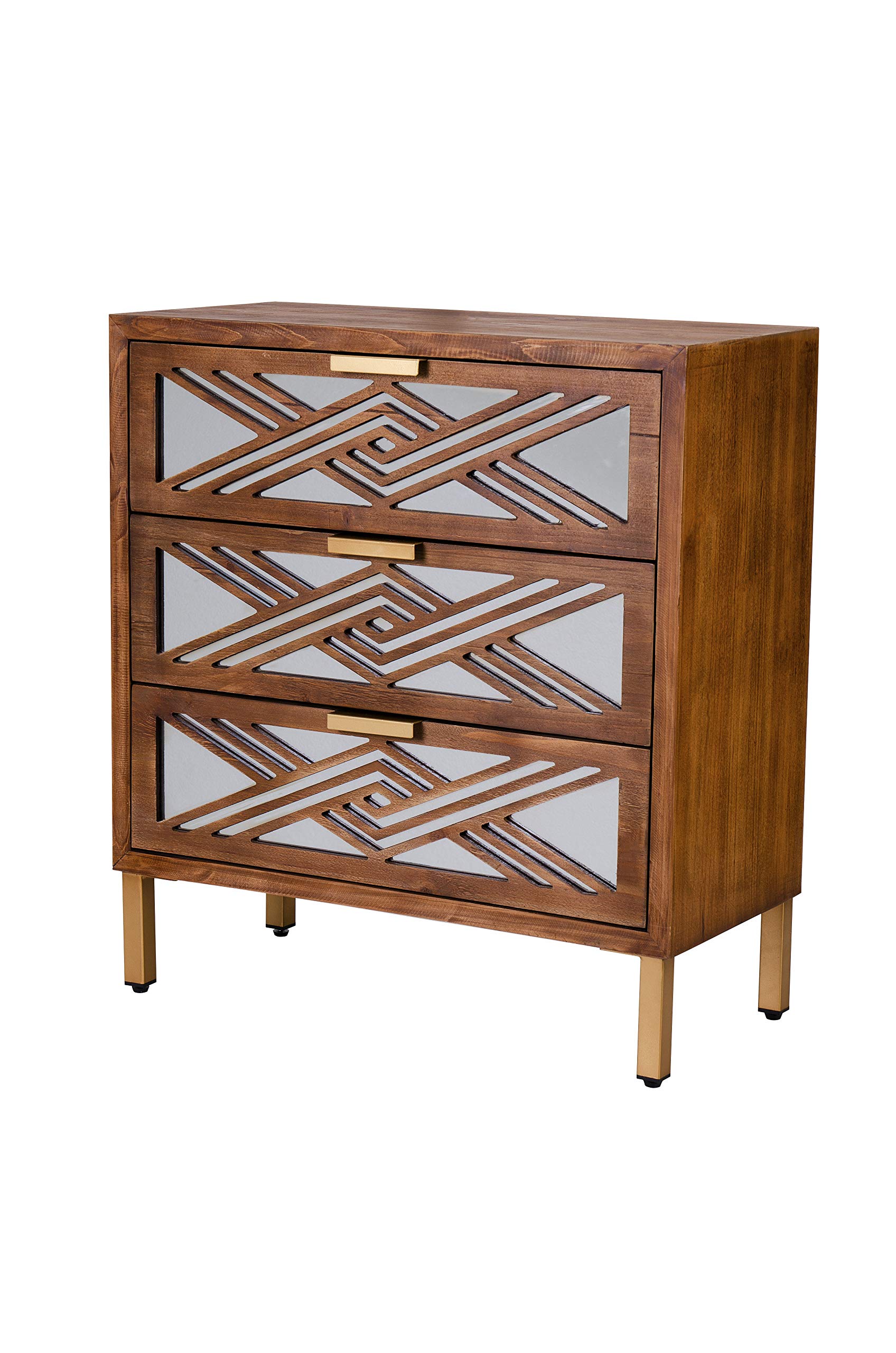 3-Drawer Accent Dresser with Mirror Fronts, Modern Farmhouse Accent Chest Clean-Lined Silhouette
