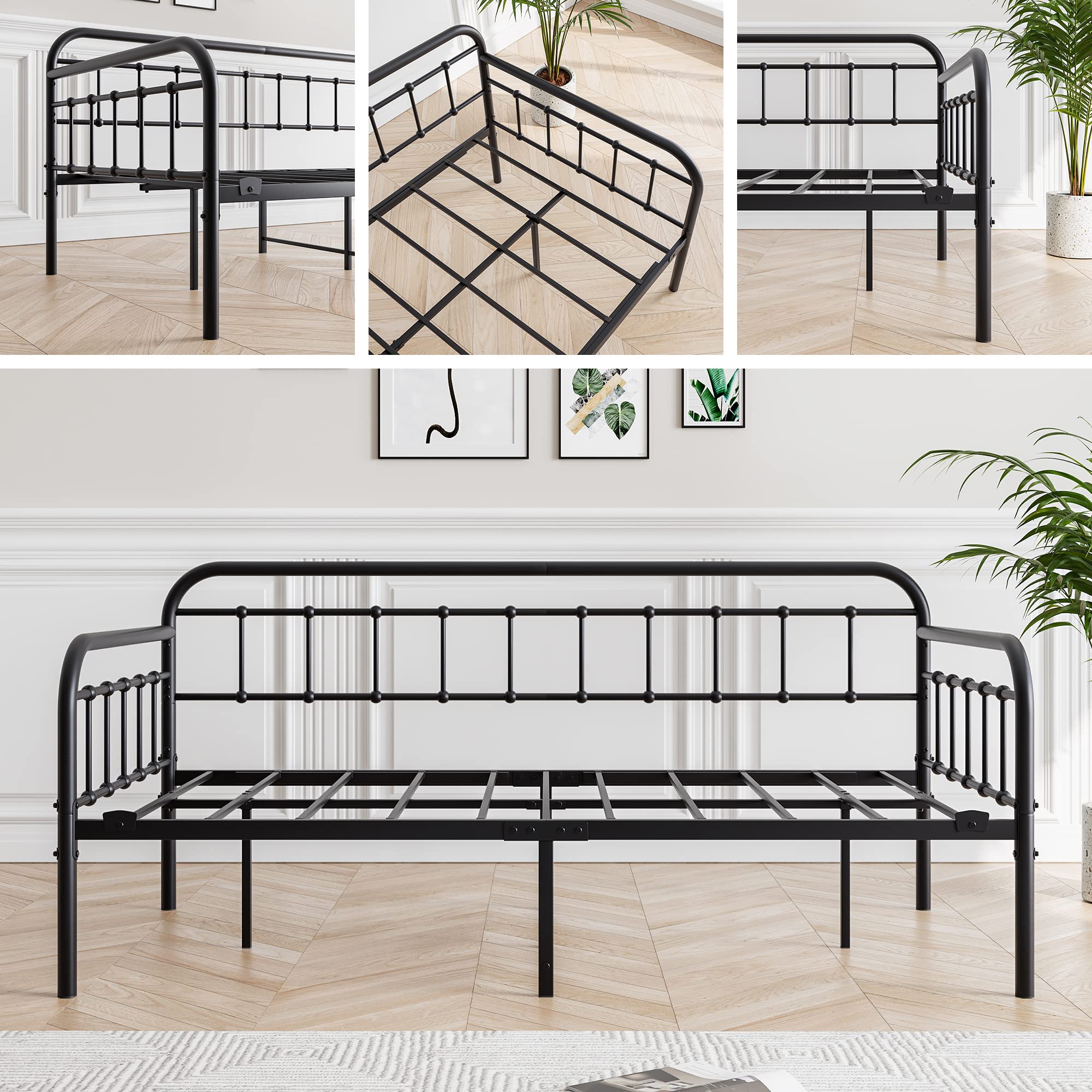 Metal Daybed Frame Twin Size with Steel Slats Platform Furniture,Black…