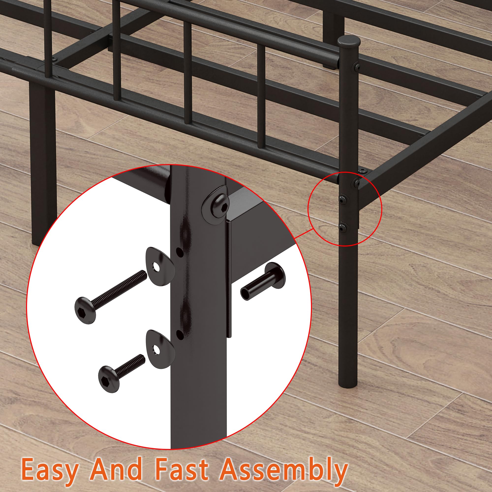 Queen Bed Frame-Classic Metal Platform Bed Frame,Mattress Foundation with Steel Slat Support,Under Foundation Storage,, , Queen Size