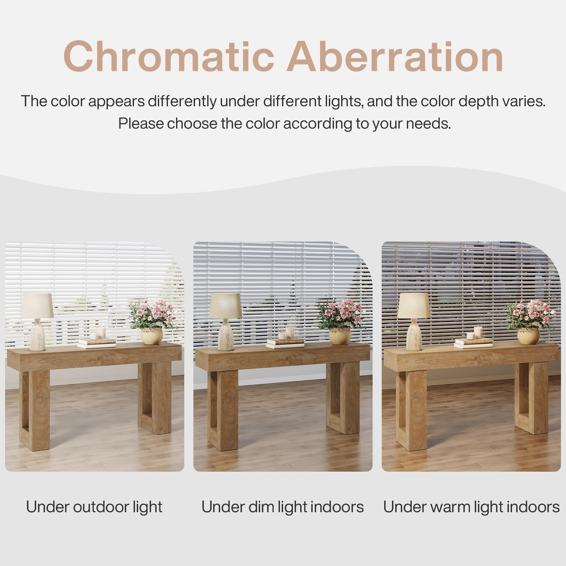 63-Inch Long Console Table, Wooden Rectangular Sofa Table Behind The Couch, Farmhouse Entryway Table for Entrance, Hallway, Living Room (Natural)