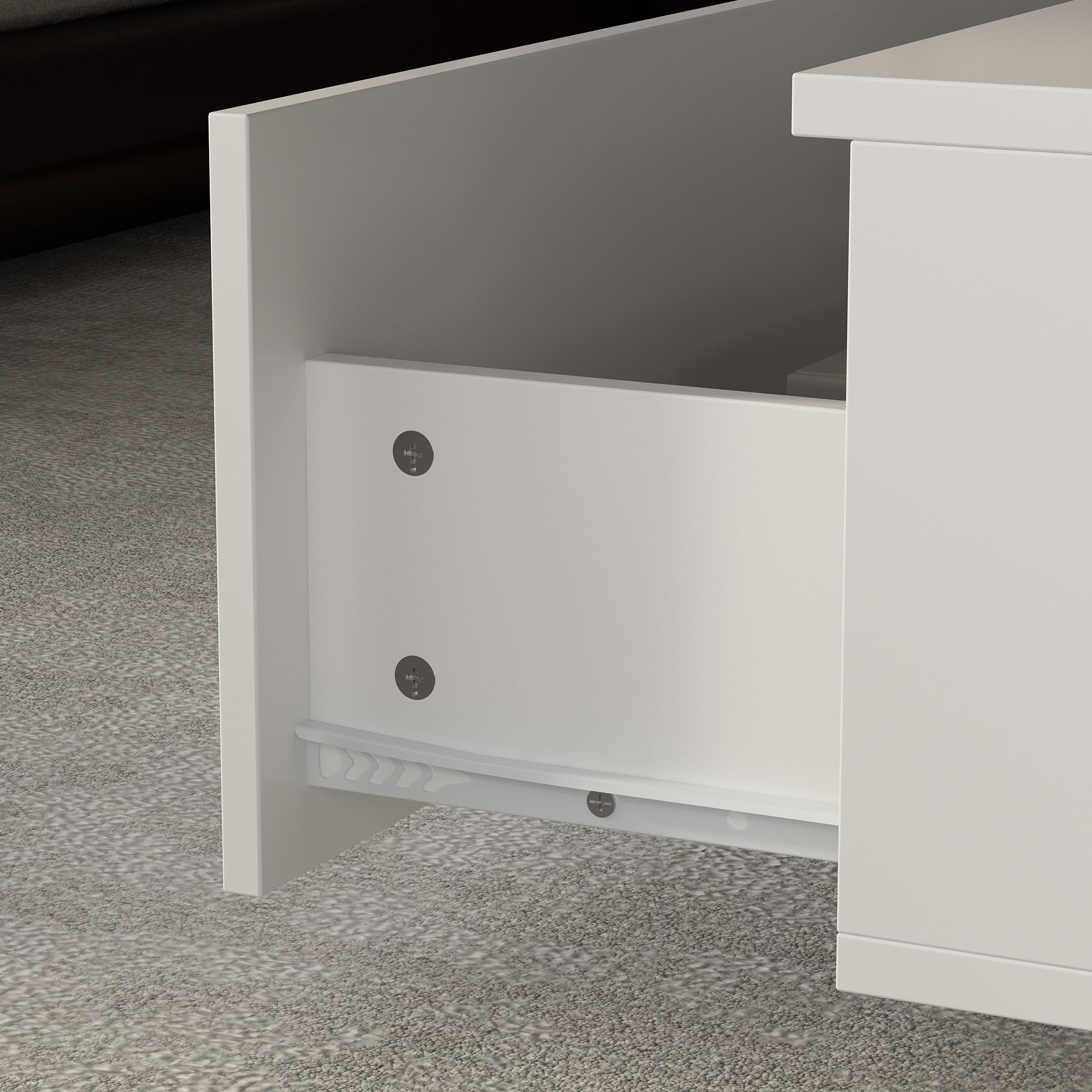 Modern LED Coffee Table with Remote, 2 Drawers & Tempered Glass Top, 55.1" White Rectangle Center Table for Living Room & Reception