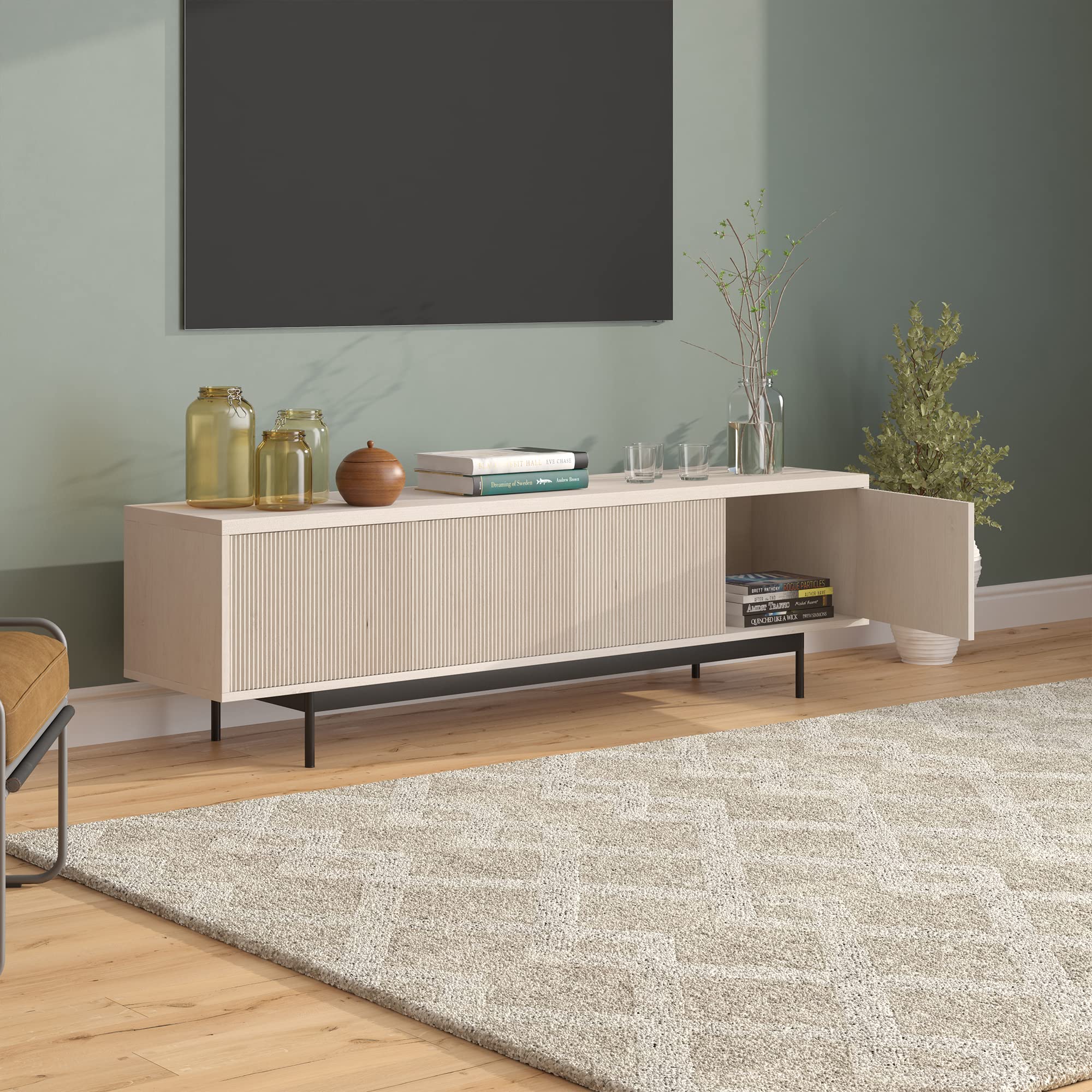 Whitman TV Stand, 70" Wide, Alder White