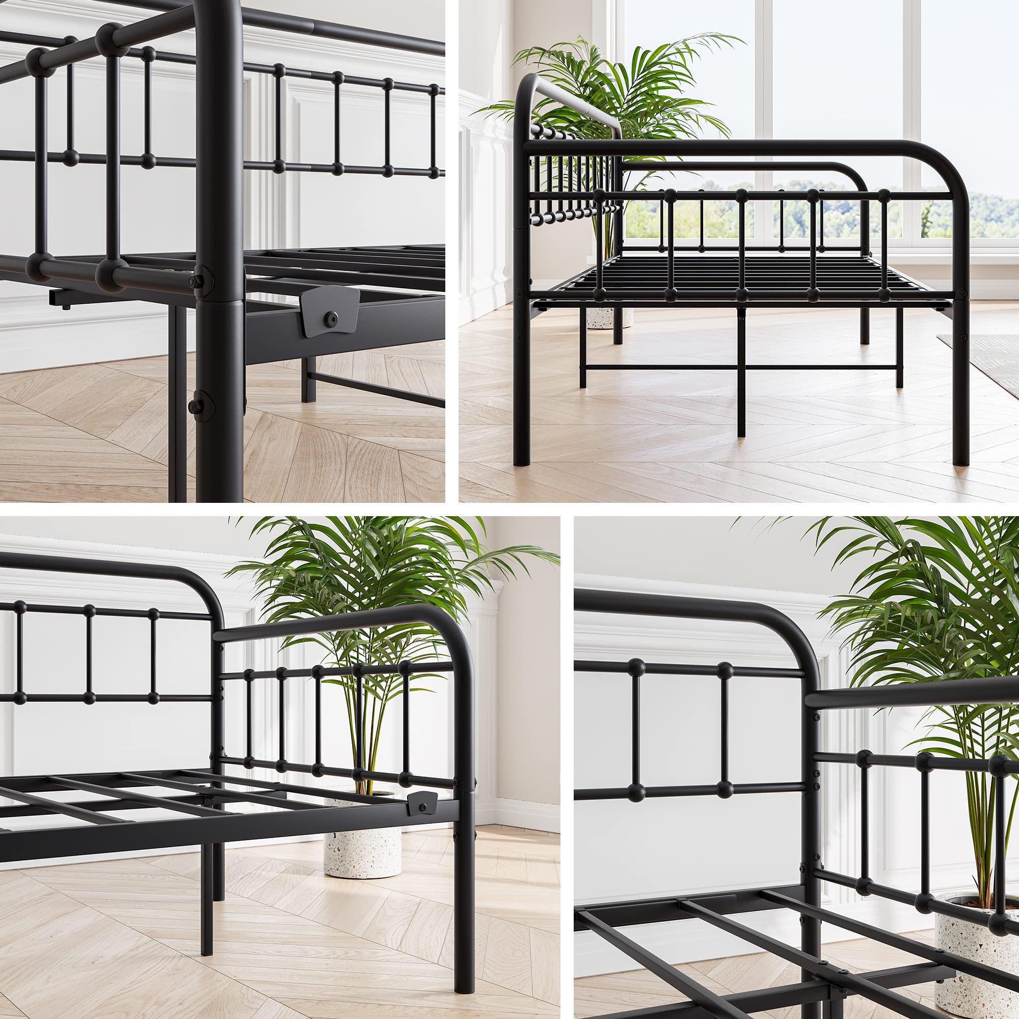 Metal Daybed Frame Twin Size with Steel Slats Platform Furniture,Black…