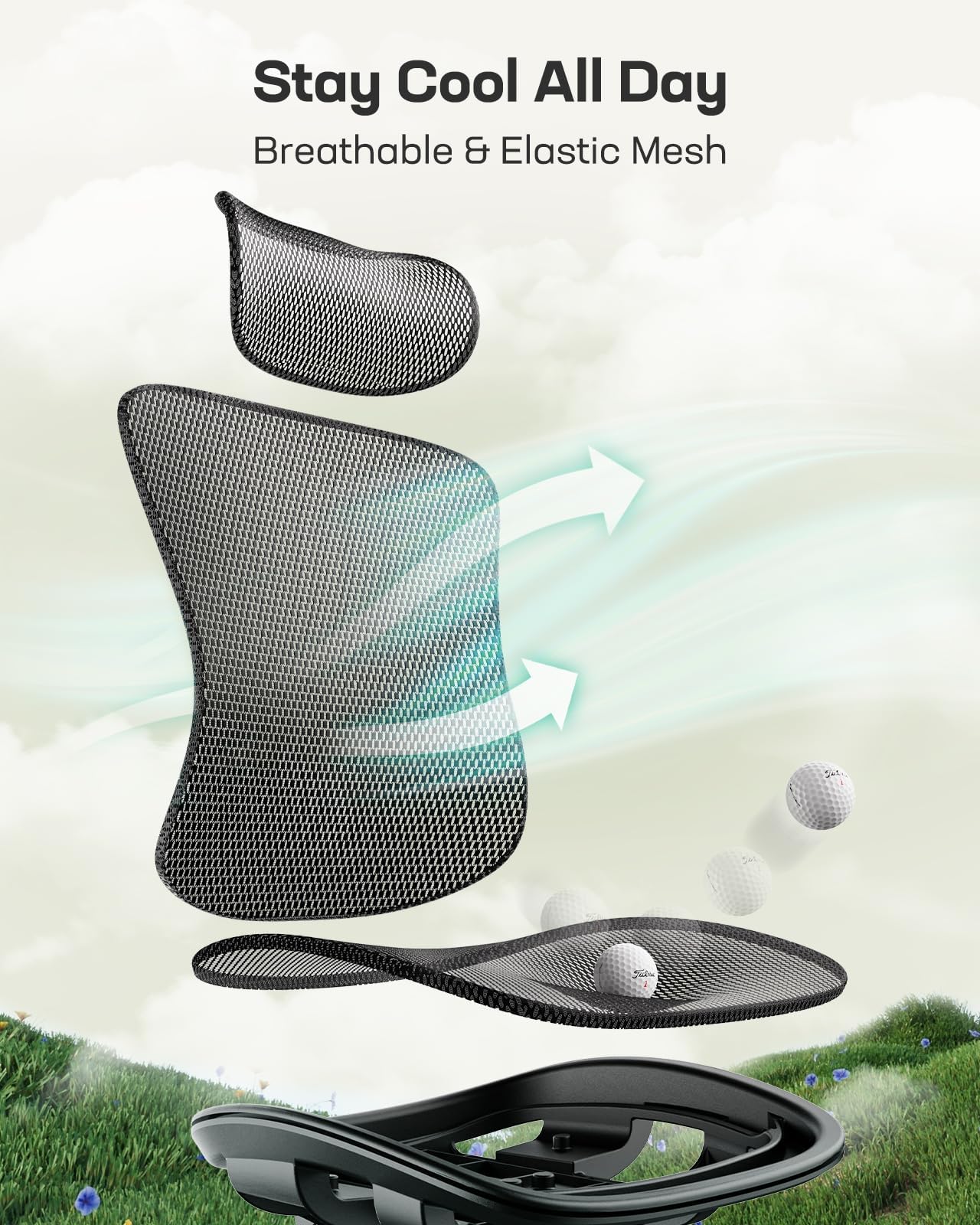 Ergonomic Mesh Office Chair, Computer Desk Chair with Adjustable Lumbar, 2D Headrest & Armrests, Comfortable Gaming Chair, Black